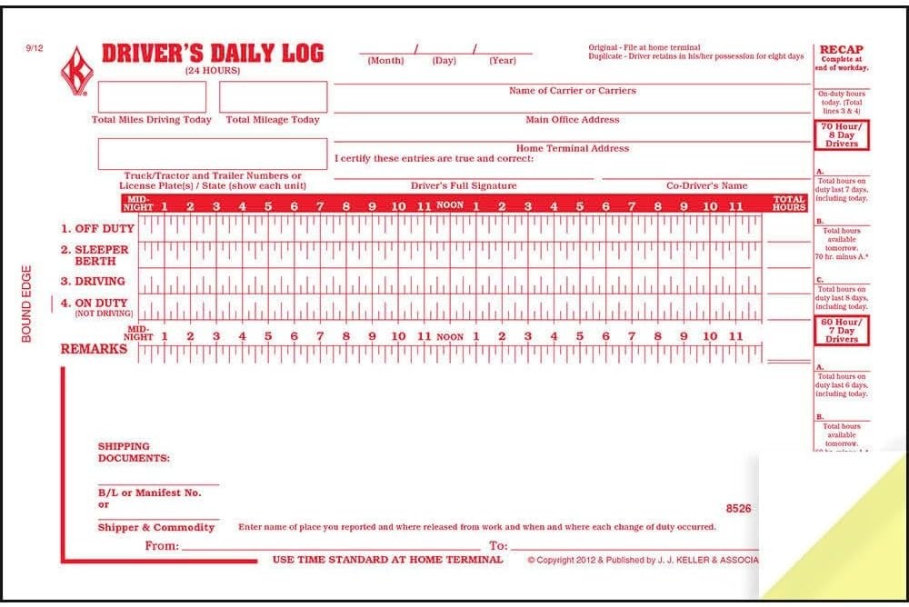 Fleet-Ready 10-Pack Daily Log Books with 31 Sets, 7- & 8-Day Recap, 2-Ply Design