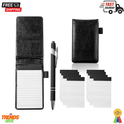 Camelmother 10 Pieces Small Notepad Holder Set Pocket Notebook 3 X 5 Inch with P
