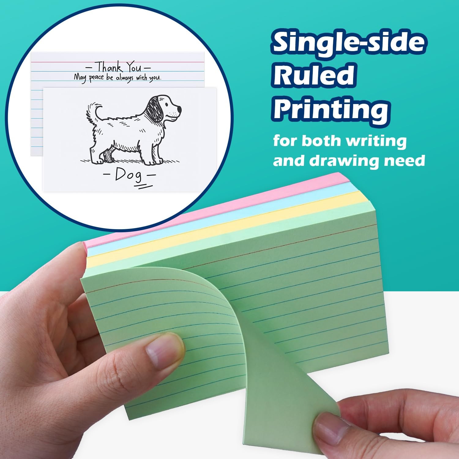 Pink Lined Index Cards 3×5 Ruled Note Cards 200 Count, 180 GSM Heavy Weight
