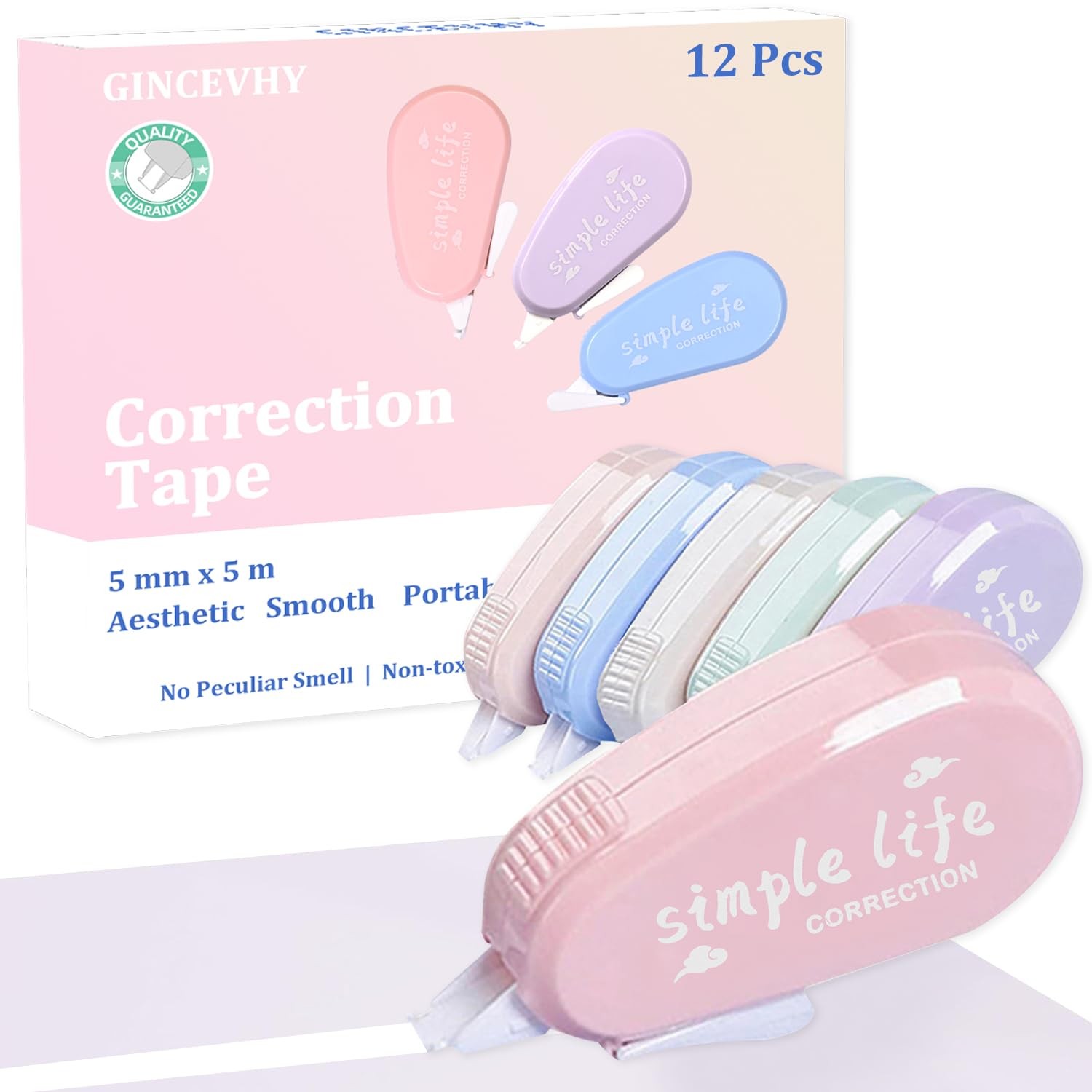 12 Pack Aesthetic Pastel Correction Tape, 0.2 x 197 inch, Instant Corrections…