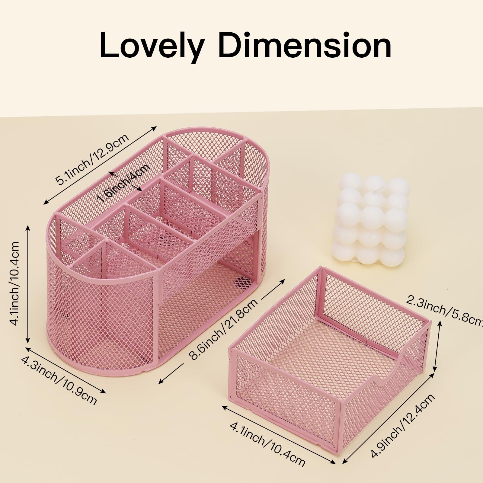 EOOUT Pink Desk Organizer, Pen Holder for Desk and Accessories, Mesh Desk Org…