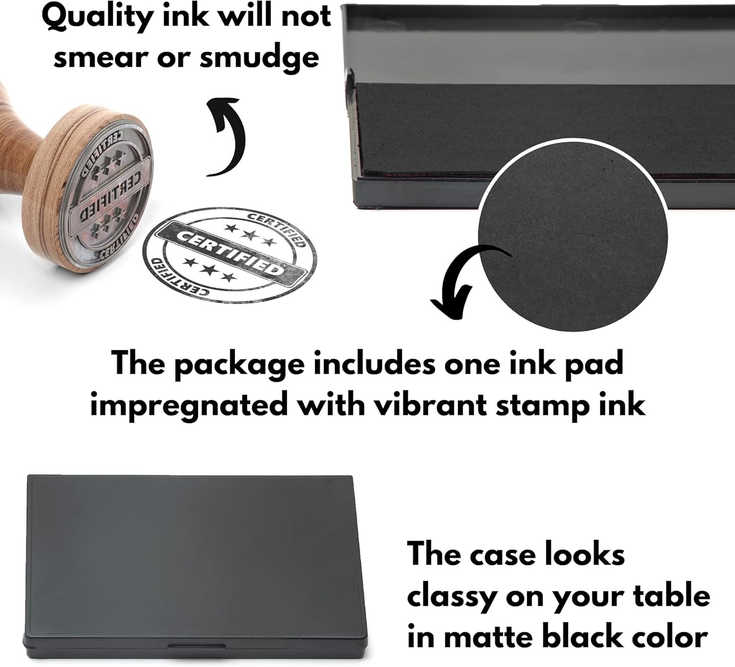 Ink Pad for Rubber Stamps, Stamp Clear Impression M (2.7*4.3), Black
