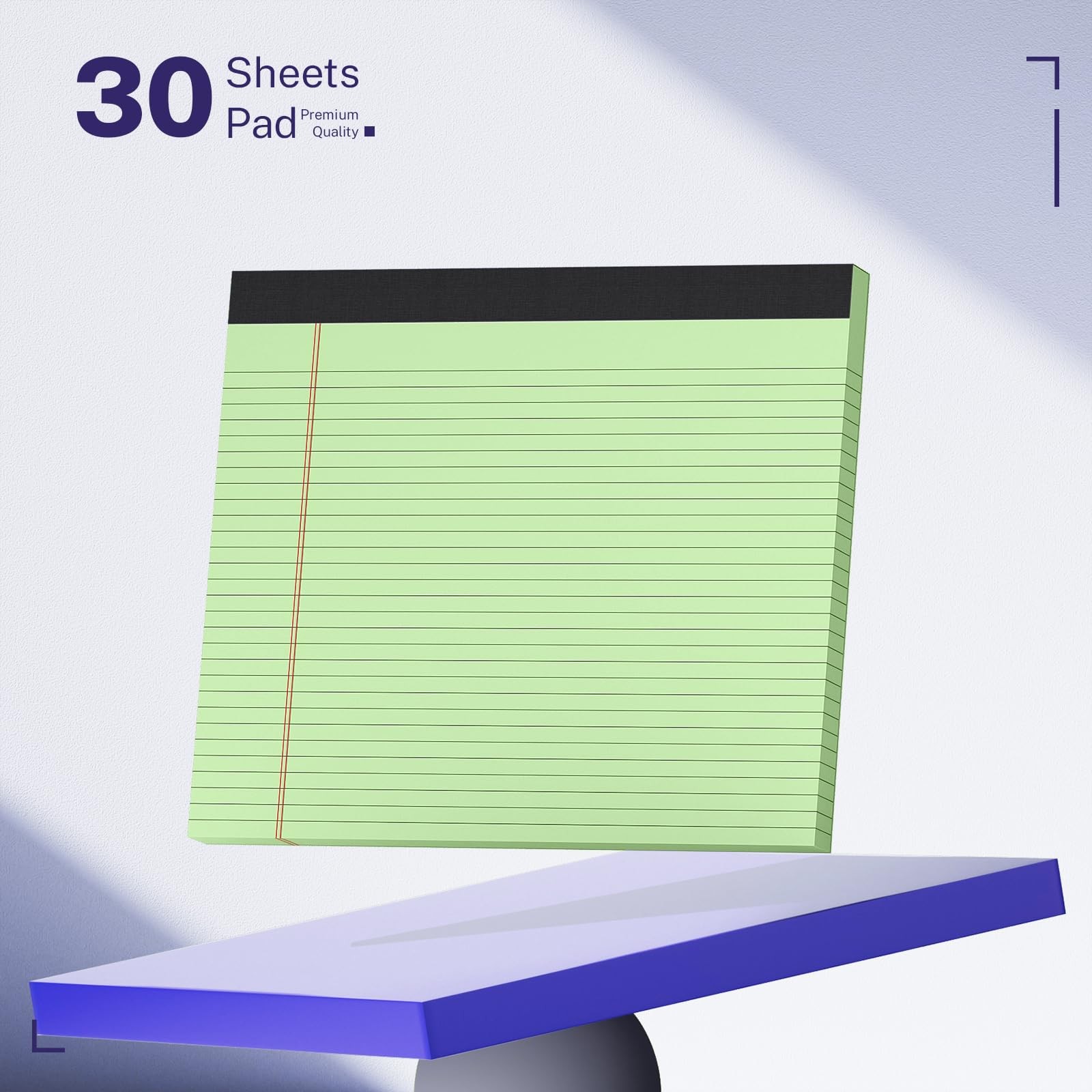 3 Pack Wide Legal Pads 11″ x 9.5″ (Landscape Format) College Ruled Note Green