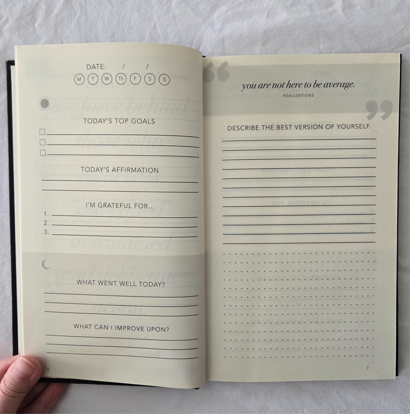Intentions Journal – Black Cover, Daily Check-Ins (See Description)