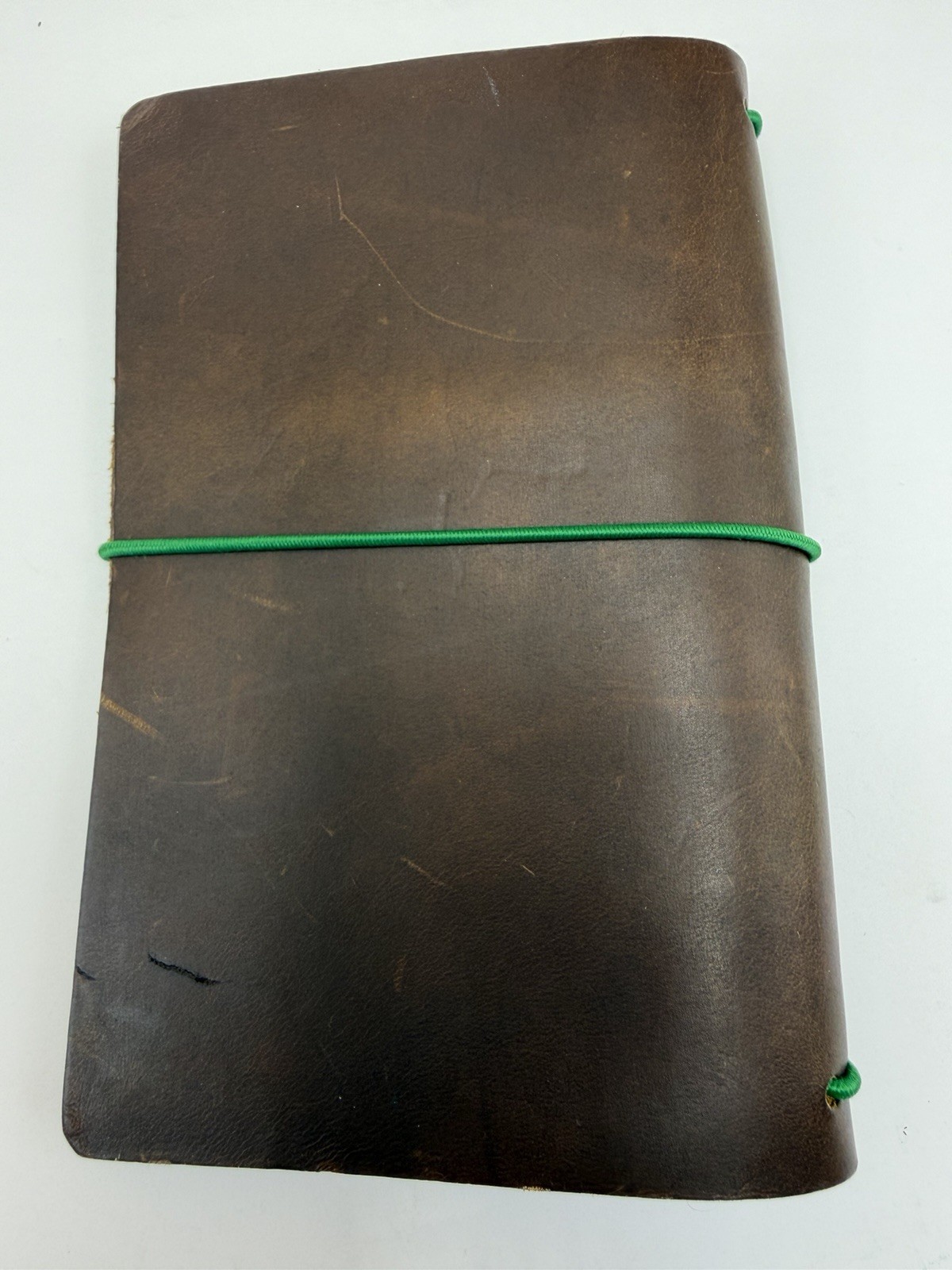 Sojourner Field Notes Pocket Traveler’s Notebook Brown Leather Green Elastic
