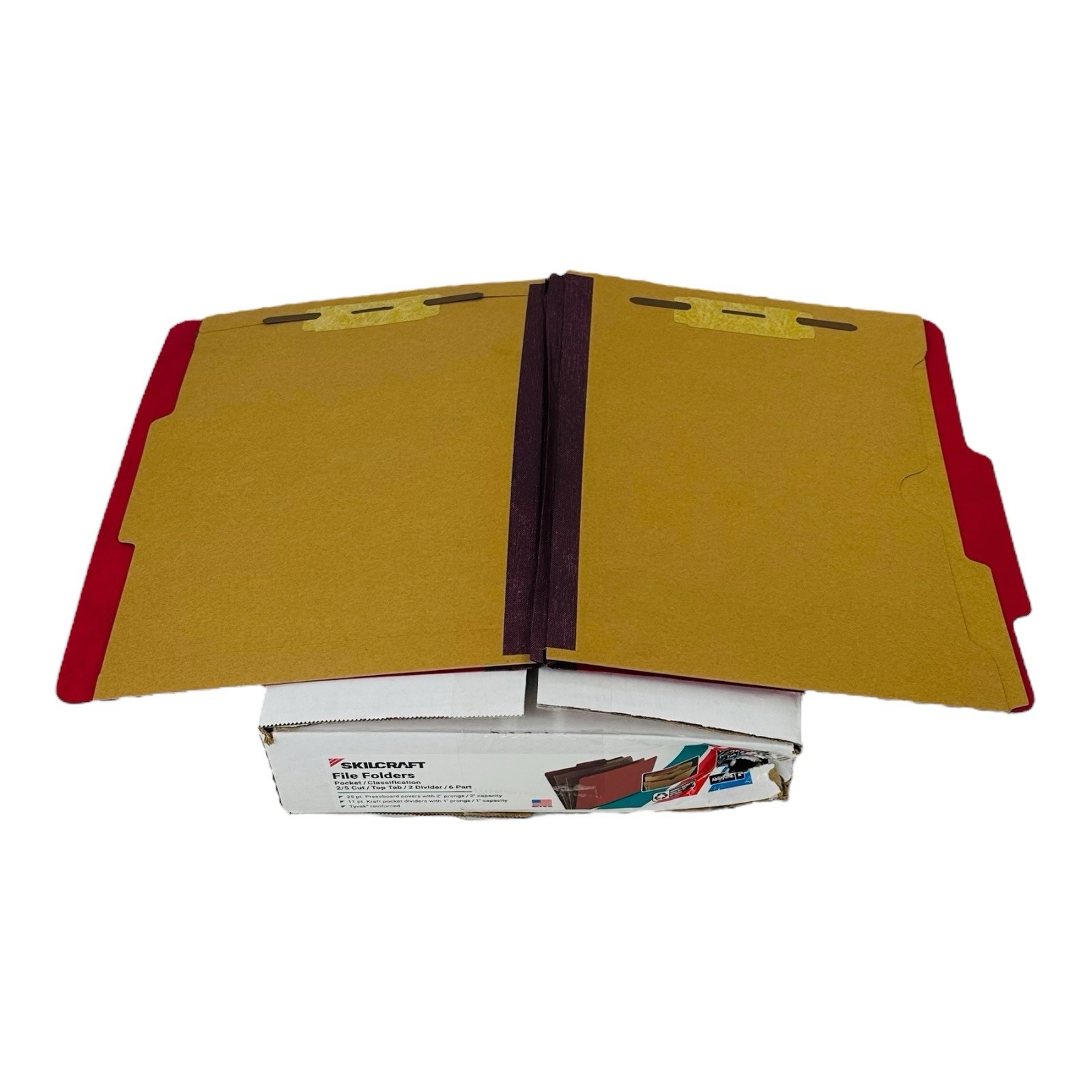 10 Folders Skilcraft Letter Pocket Classification Folders 6 Section Red *Read*