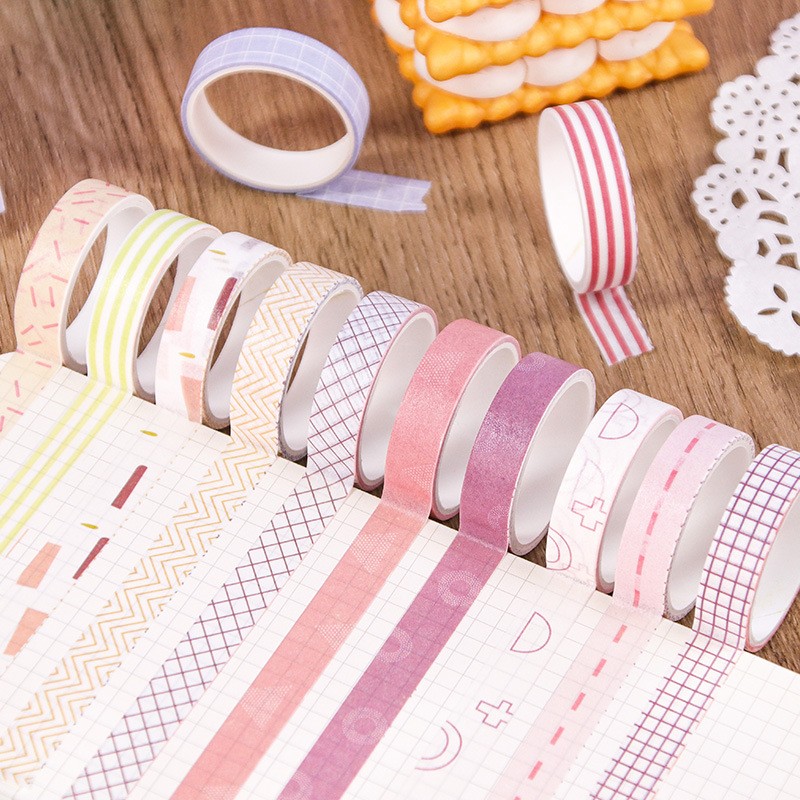Hand Account Tape Set 20 Roll Box Set Macaron Solid Color Vintage and Paper Tape