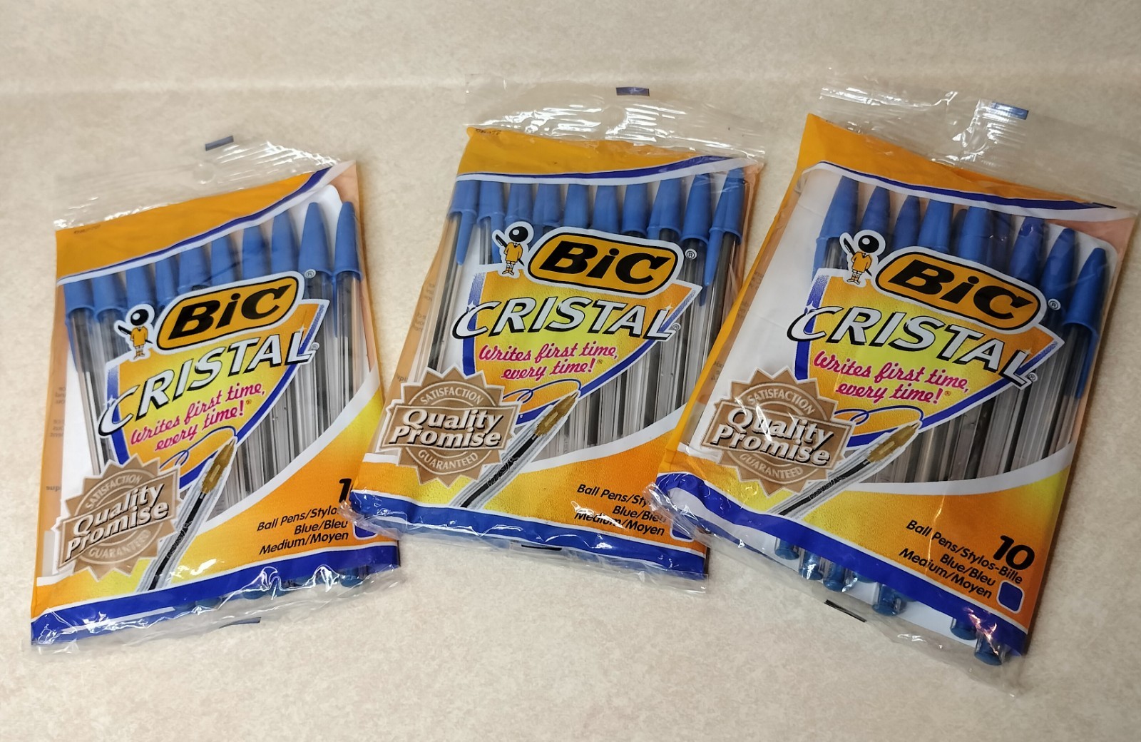 New Vintage BIC USA Cristal Ball Pen Medium Point BLUE 30-Count Bagged ~68272