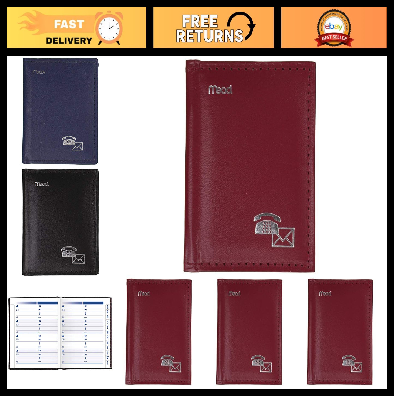 Mini Telephone & Address Book – Assorted Colors, 1 Count, Pack of 4 – Organizer