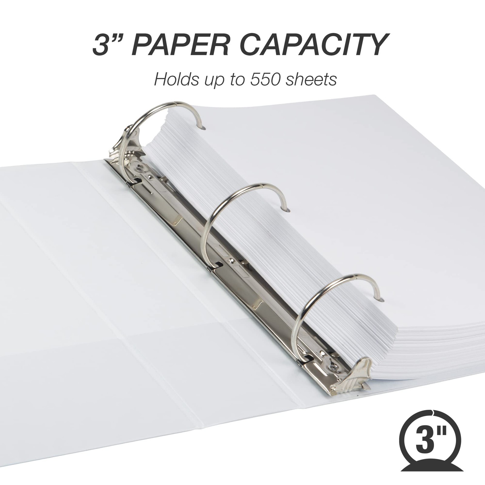 Eco-Friendly 3 Inch White 3 Ring Binder Durable Recyclable Plant Based Material