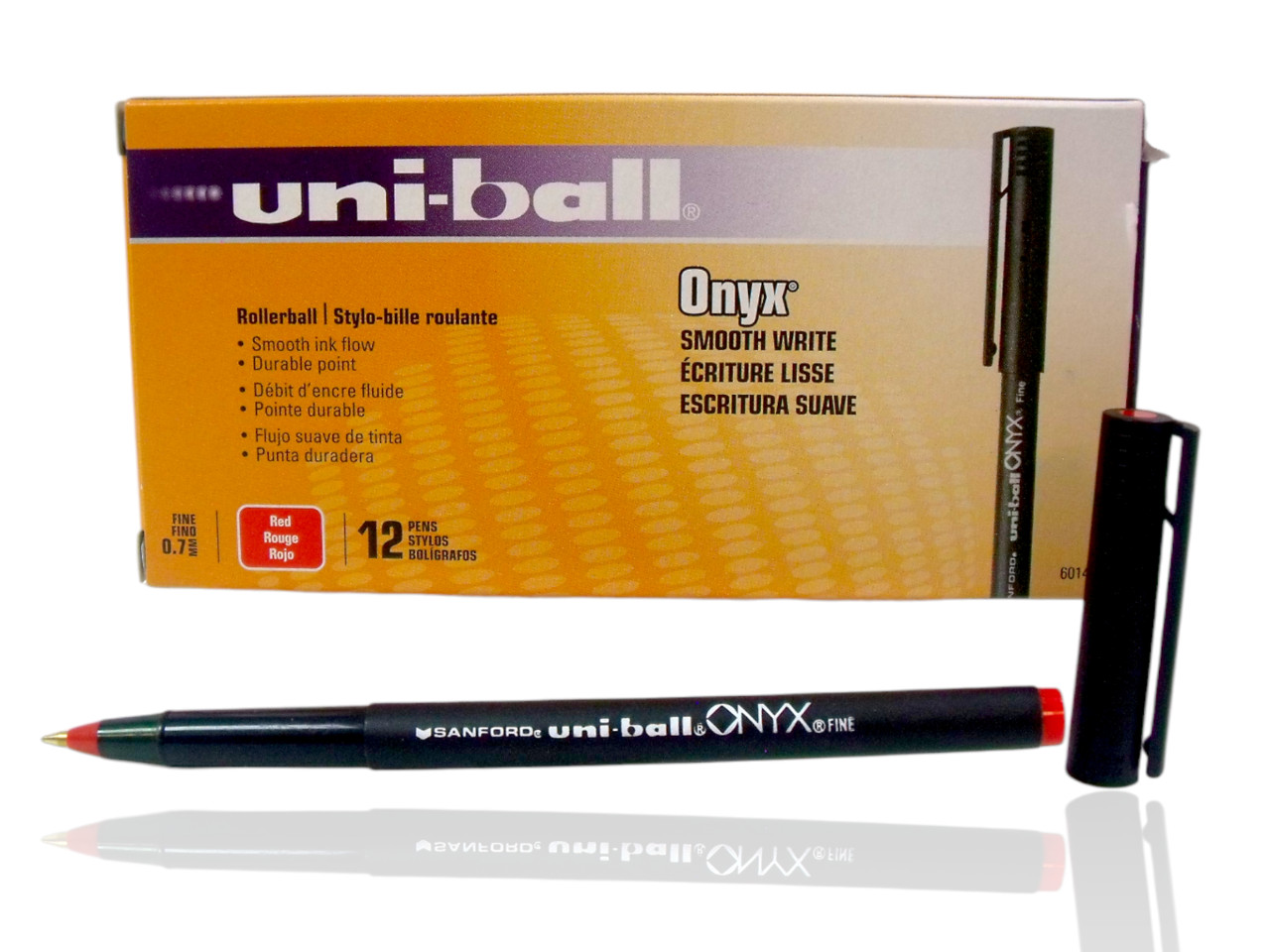 (3-Packs) Uni-ball Onyx Red Ink Fine Point Roller Ball Pen 36-Pens, New (60144)