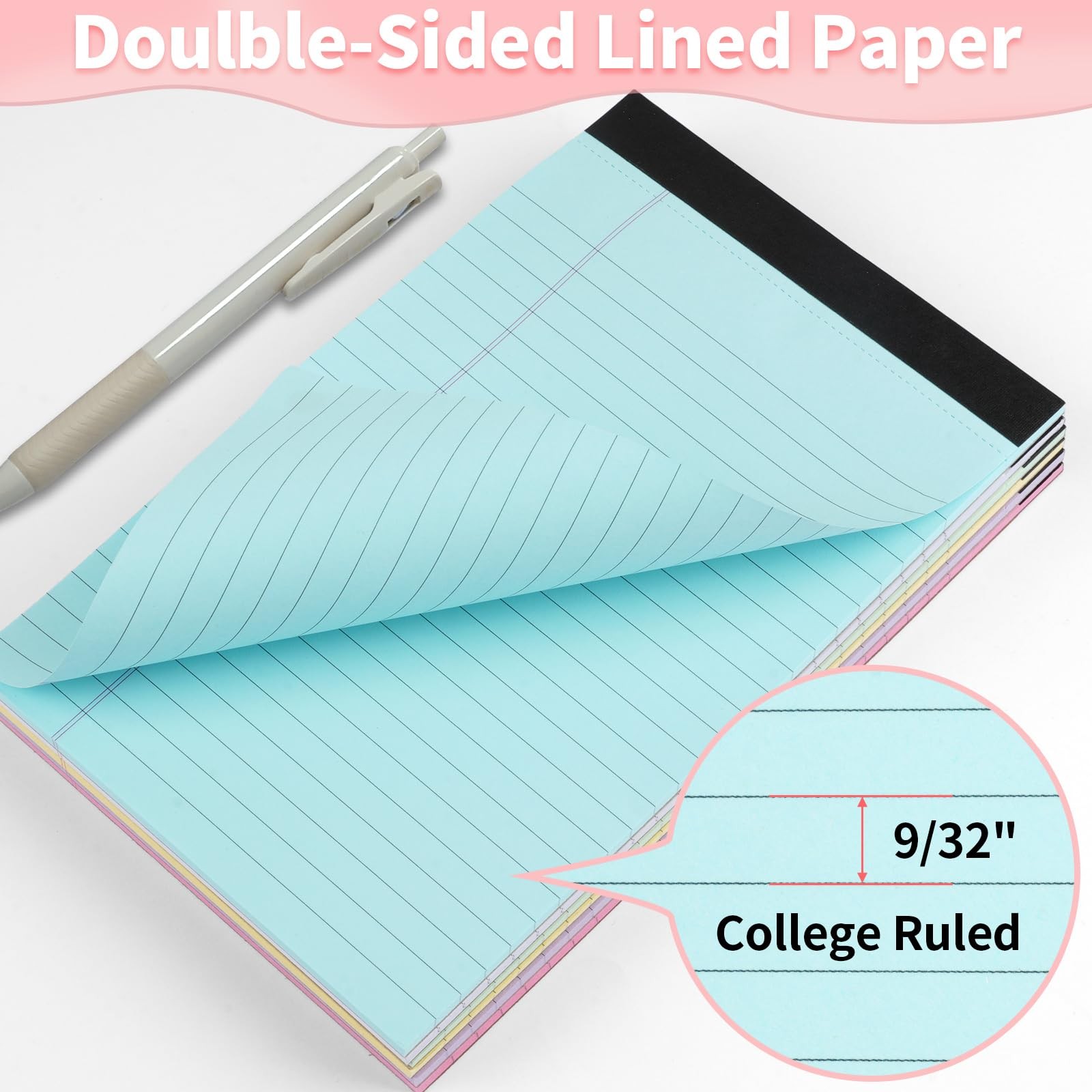 Legal Pads 5″ X 8″, 6 Pack Colored Note Pads, College Ruled Yellow Lined Pape…