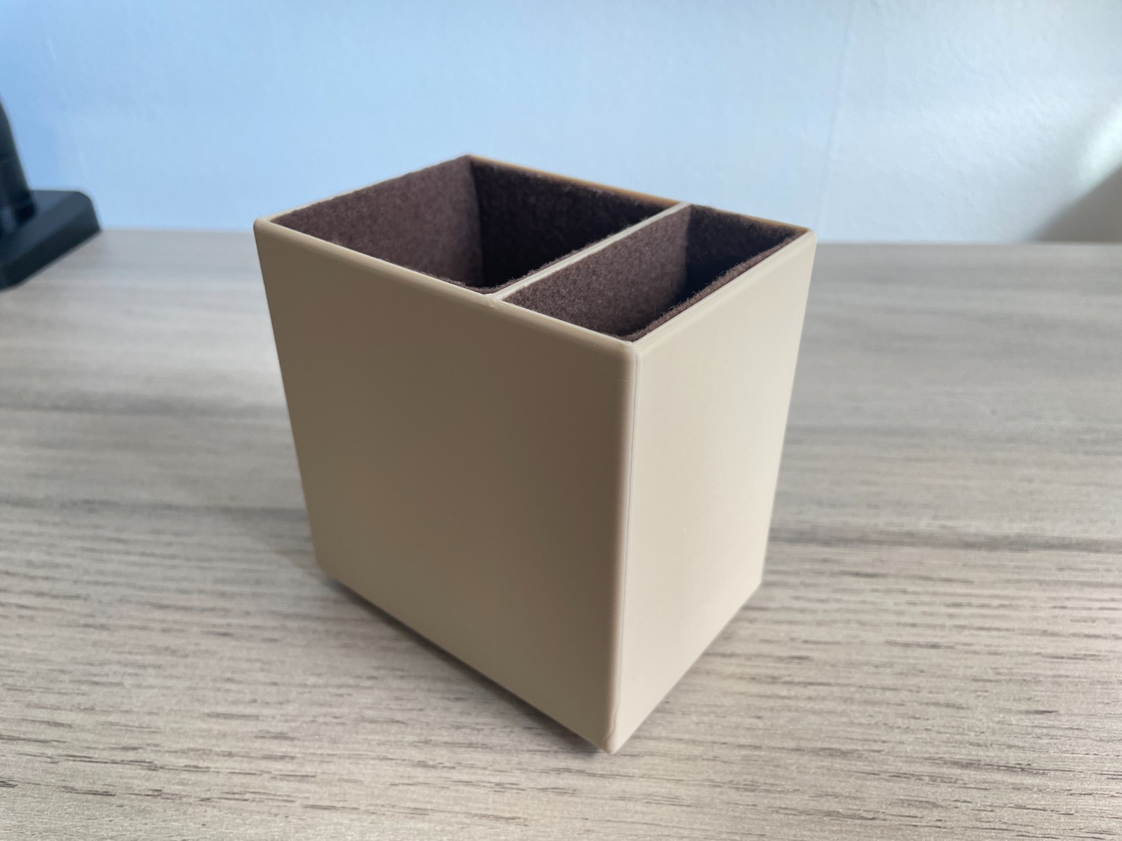 2 Compartment Large Pencil Holder Minimalist Desk Organizer (Read Desc) – Beige
