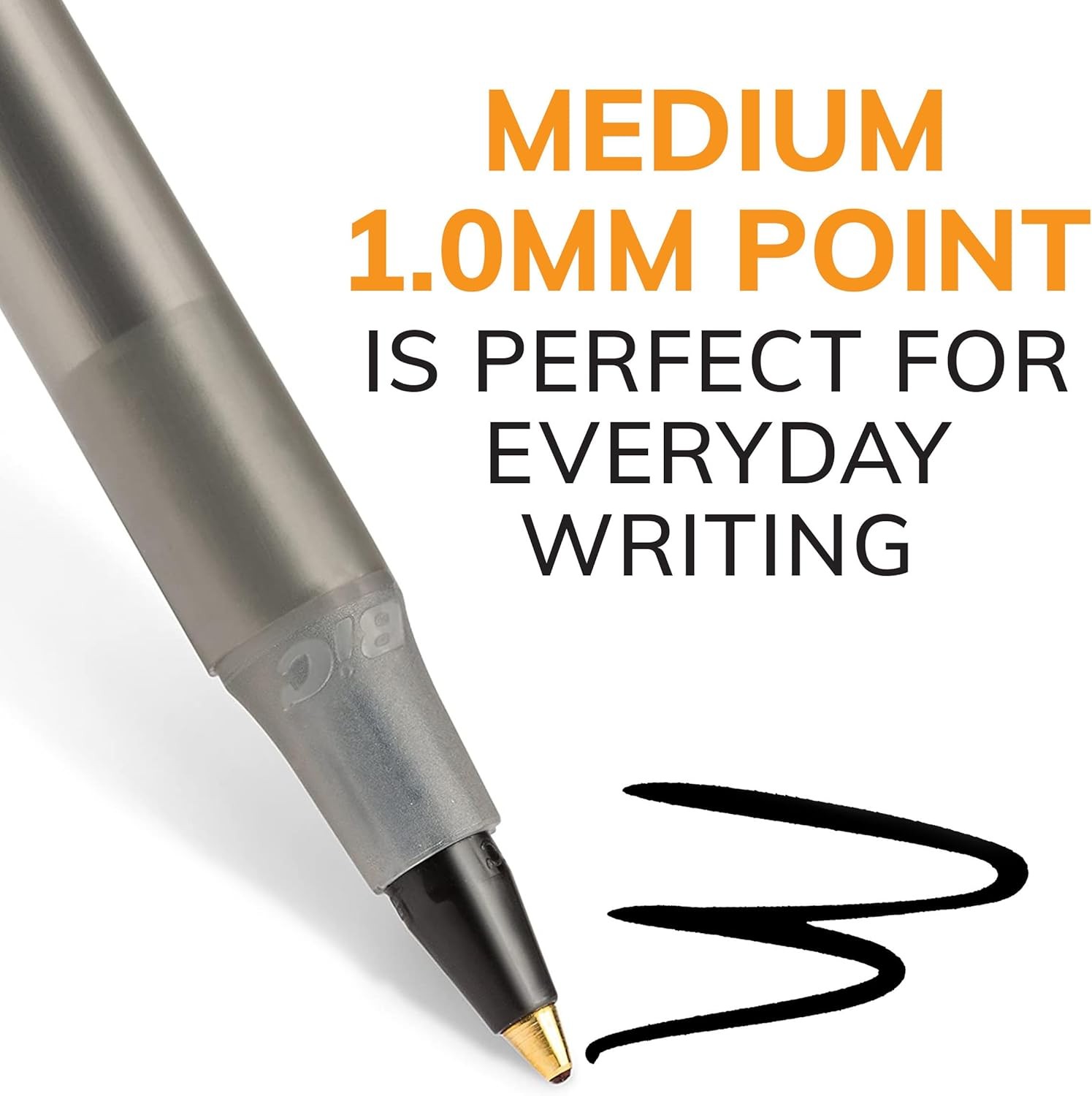 Bic Round Stic Xtra Life Ballpoint Pen, Medium Point (1.0Mm), Black, 12-Count