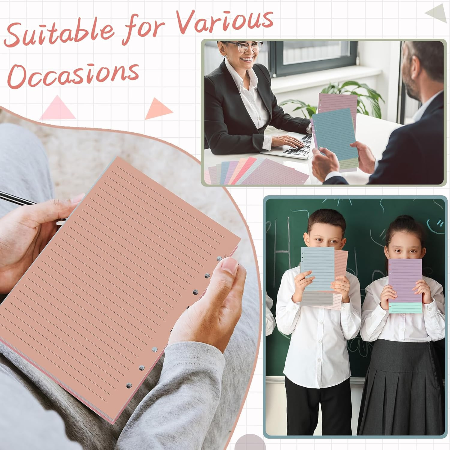 100 Sheets A5 6-Hole Loose Leaf Papers 5.5″ X 8.5″ Lined Refills Paper Binder In