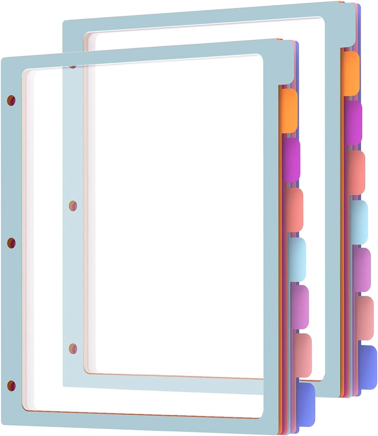 2 Set 8 Tab Binder Dividers for 3 Ring, Plastic Binder Dividers with Tabs Letter