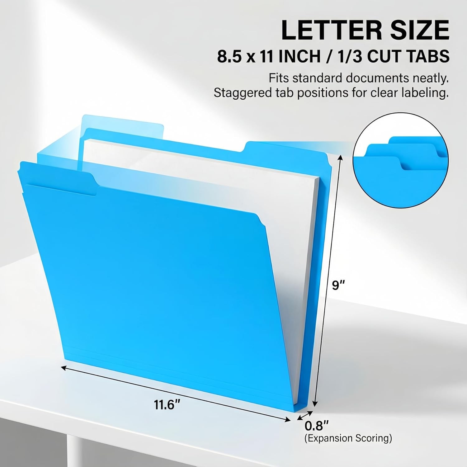 120 Pack Colored File Folders, 1/3 Cut Tab Letter Size 8.5″ x 11″ Manila Folders