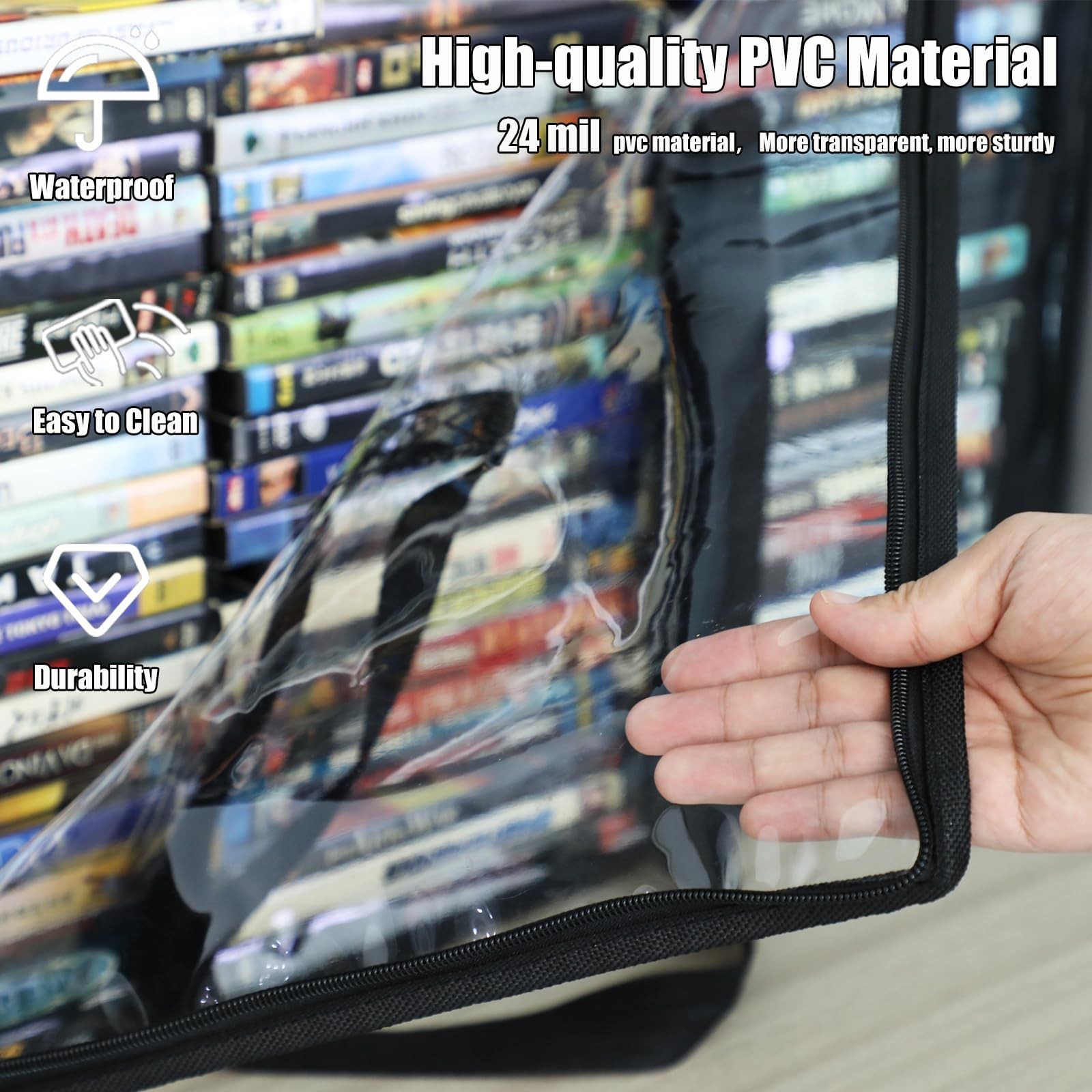 DVD Storage Bags 2-Pack, Holds 70 DVDs 90 Blu-Rays 120 CDs, Highly Clear & St…