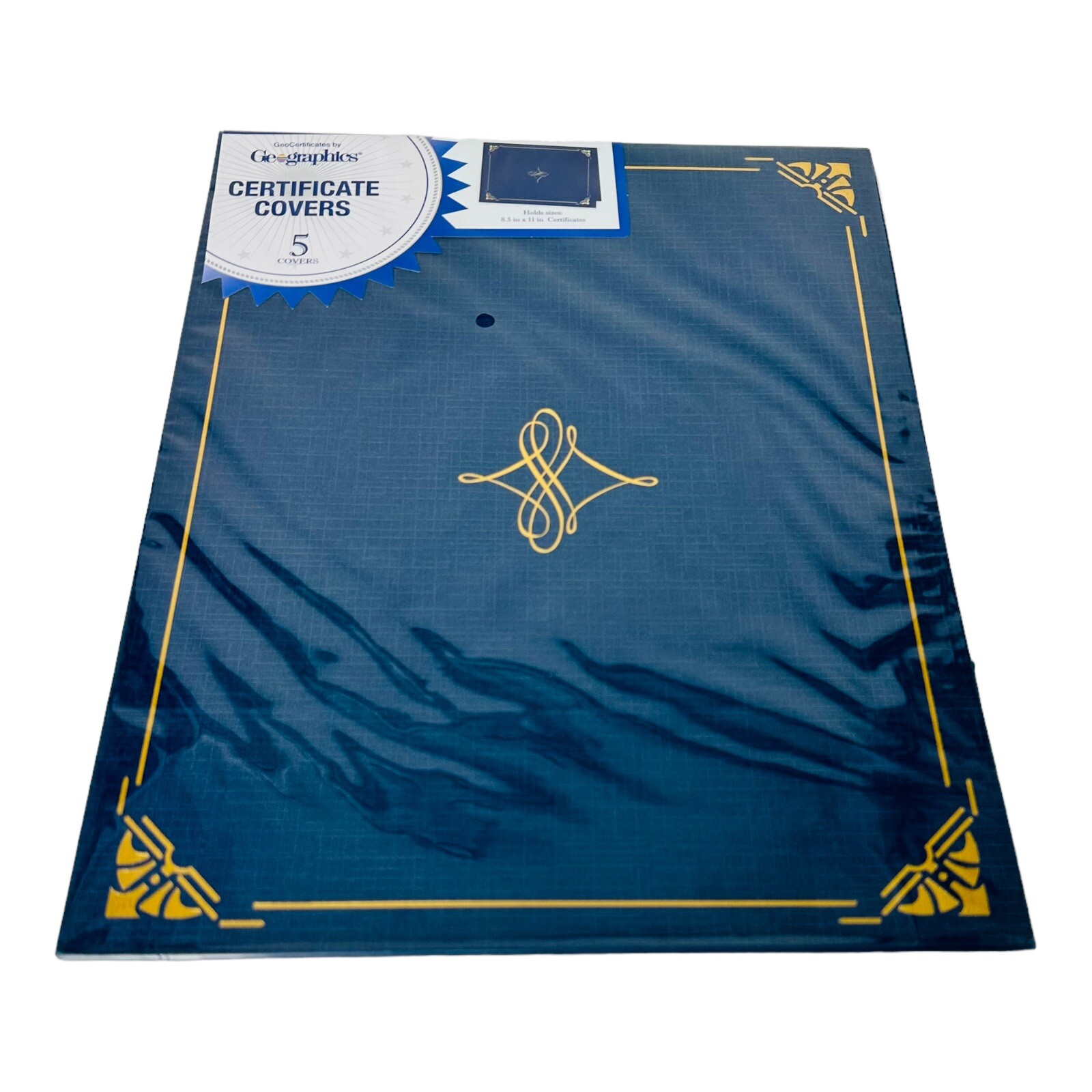 5 Pack Blue Certificate Covers w/ Gold Foil, Diploma Holder for 8.5×11 Paper