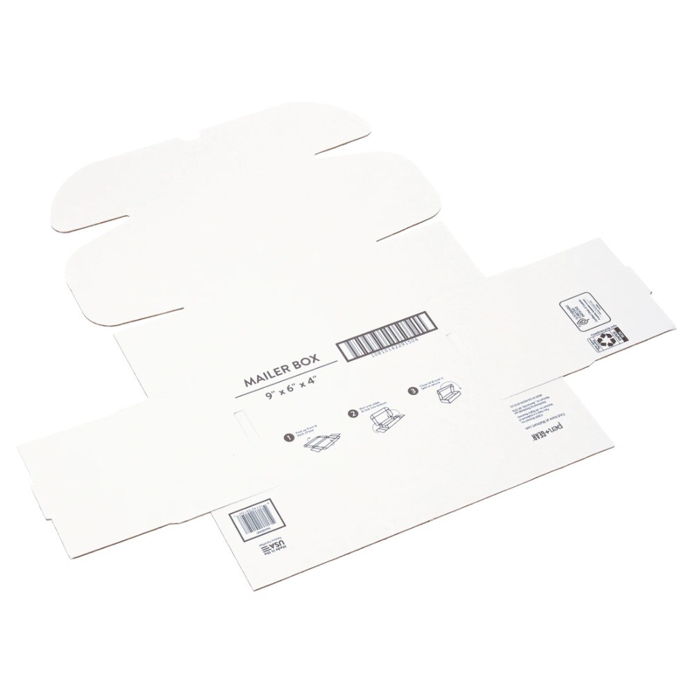 Tuck-Top Shipping Boxes, 9 in. L x 6 in. W x 4 in. H, White, 30-Count Case