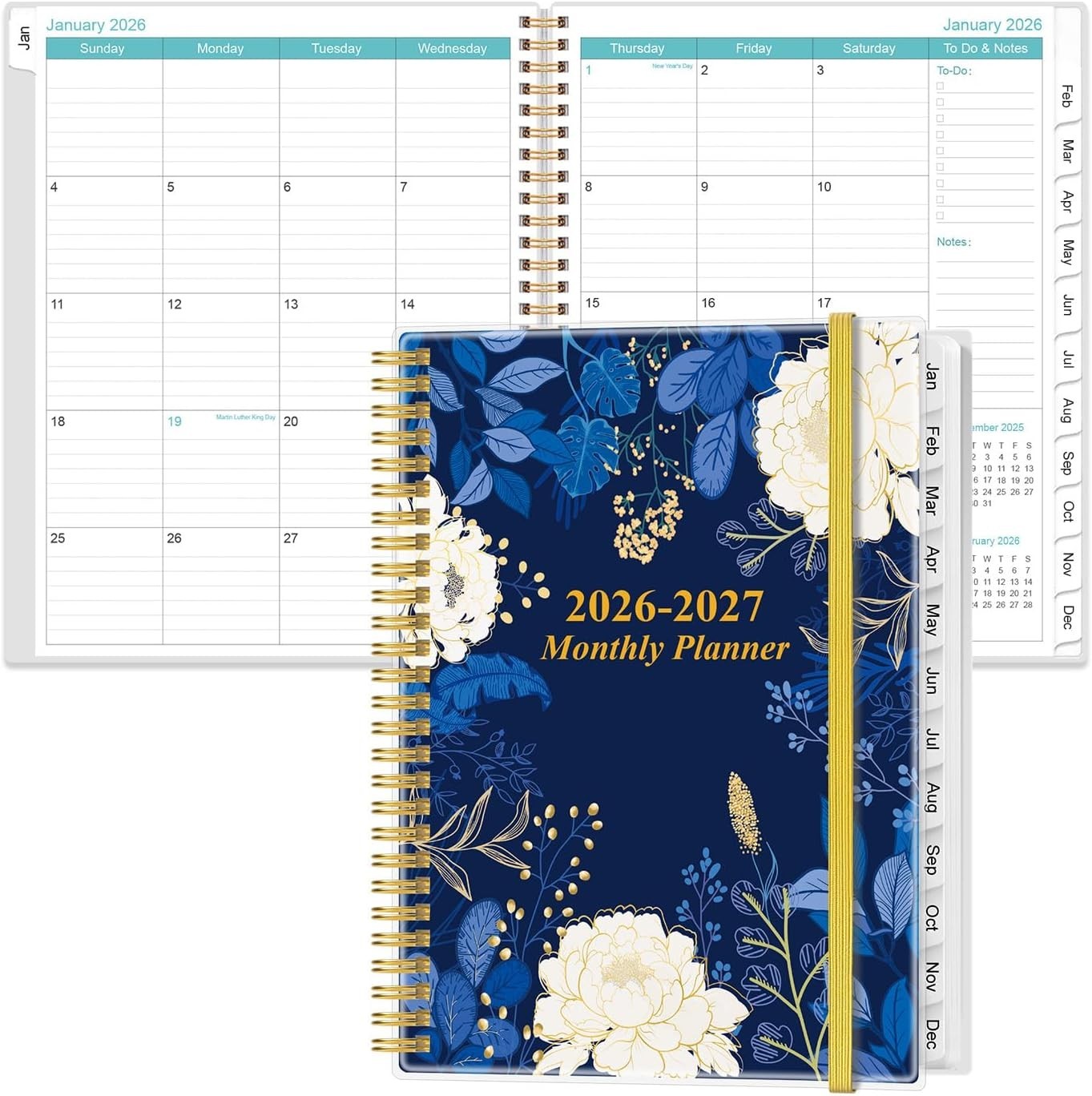 Professional 2026-2027 Calendar Planner with Inner Pocket & Laminated Tabs