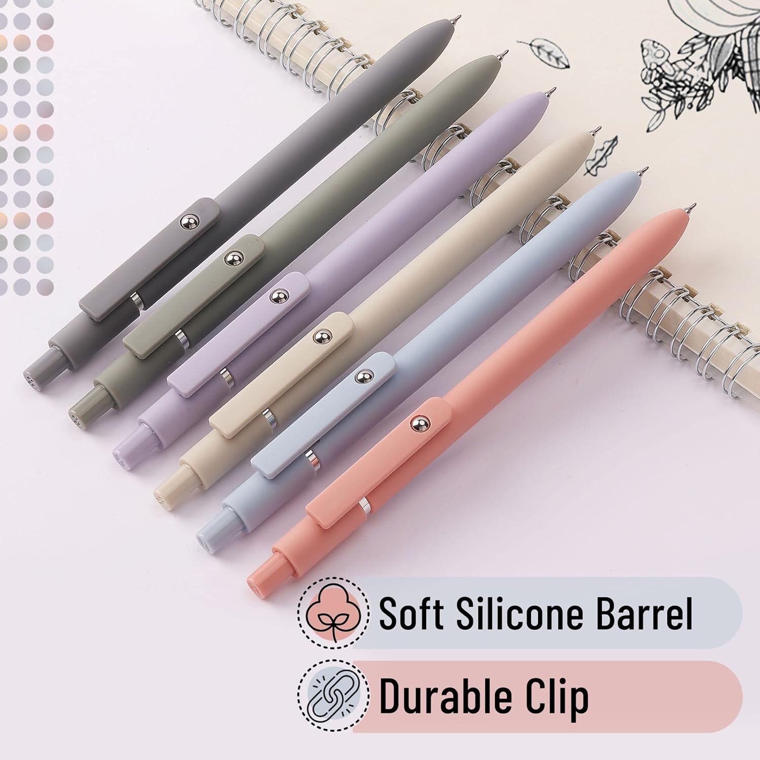 Mr. Pen – Retractable Fine Point Gel Pens, 6 Pack, 6 Morandi Barrels