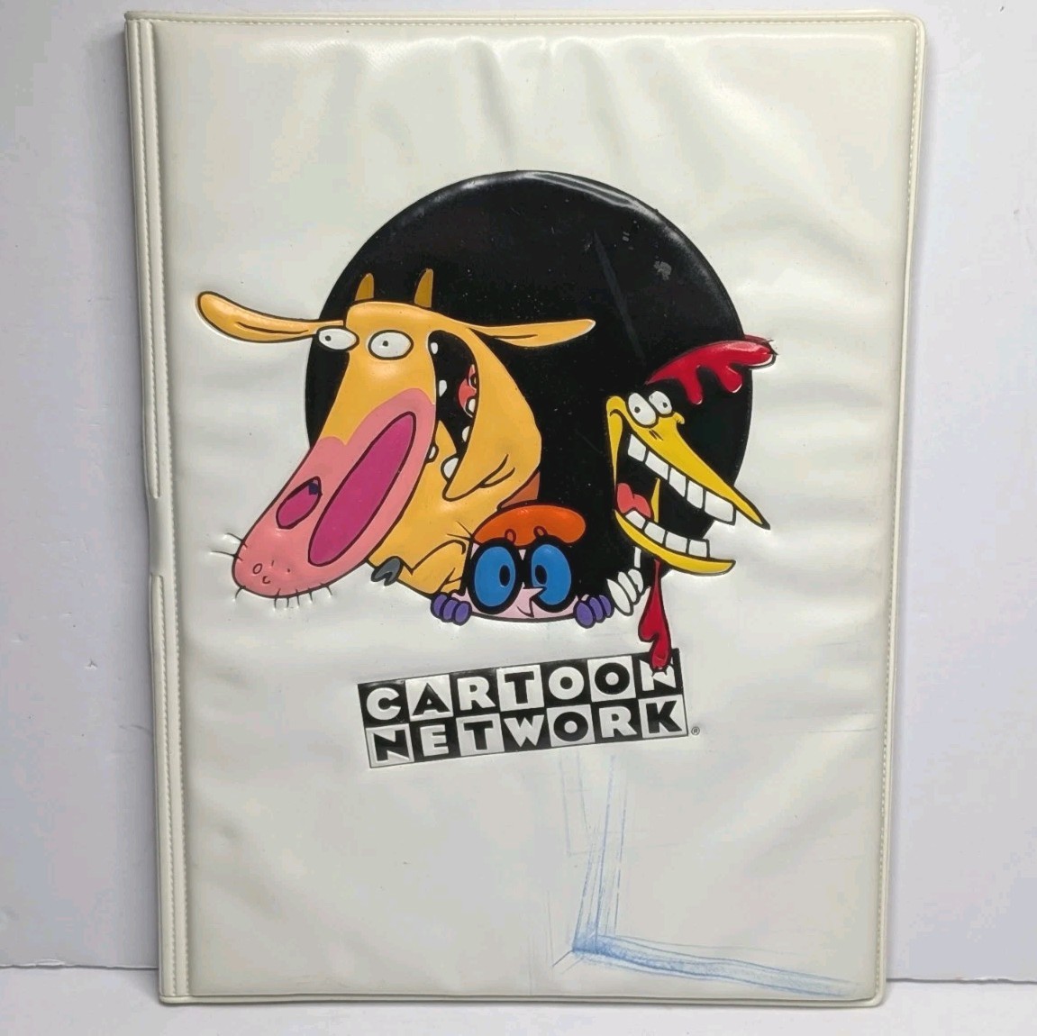 Vintage CARTOON NETWORK Letter Size Desk Folder Vinyl Padded DEXTER JOHNNY BRAVO