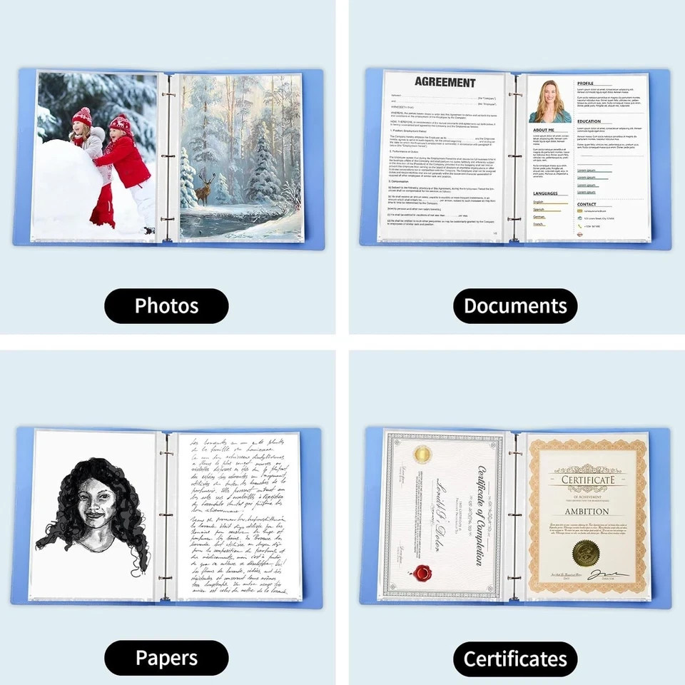100 Pack Clear Sheet Protectors, 8.5 x 11 inch Page Protectors for 3 Ring Binder