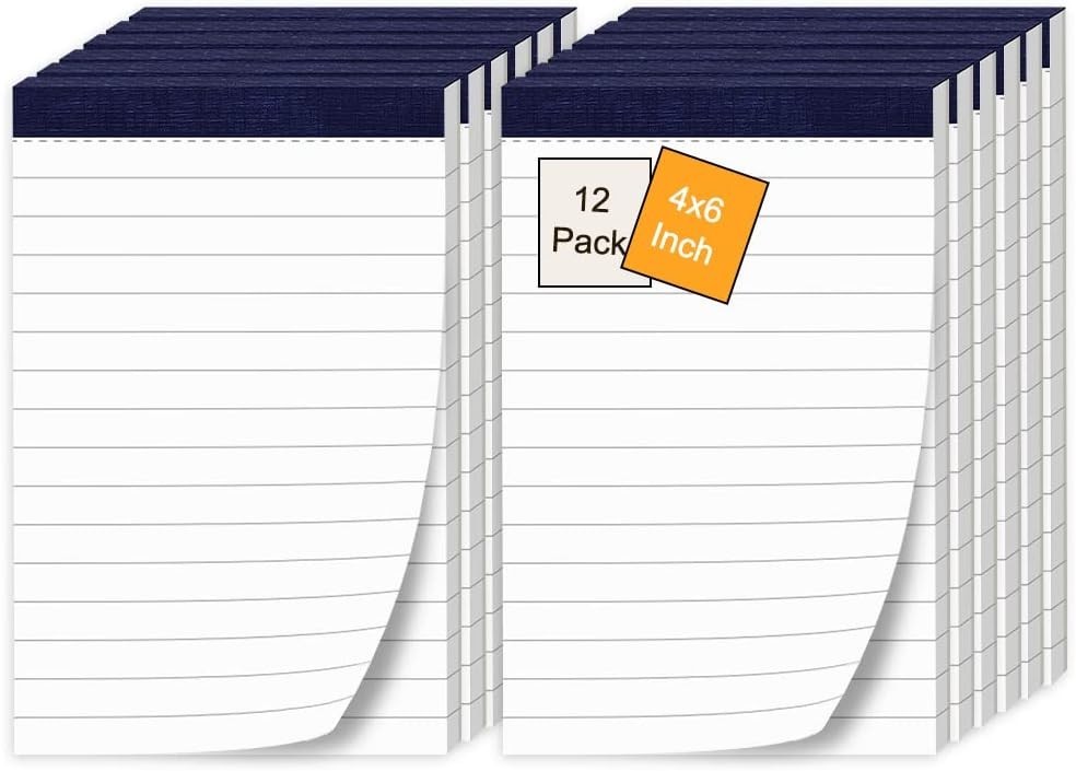 12Pack Note Pads 4×6 Inch Small Lined Writing Memo Pads Refills Easy Tear no Rip