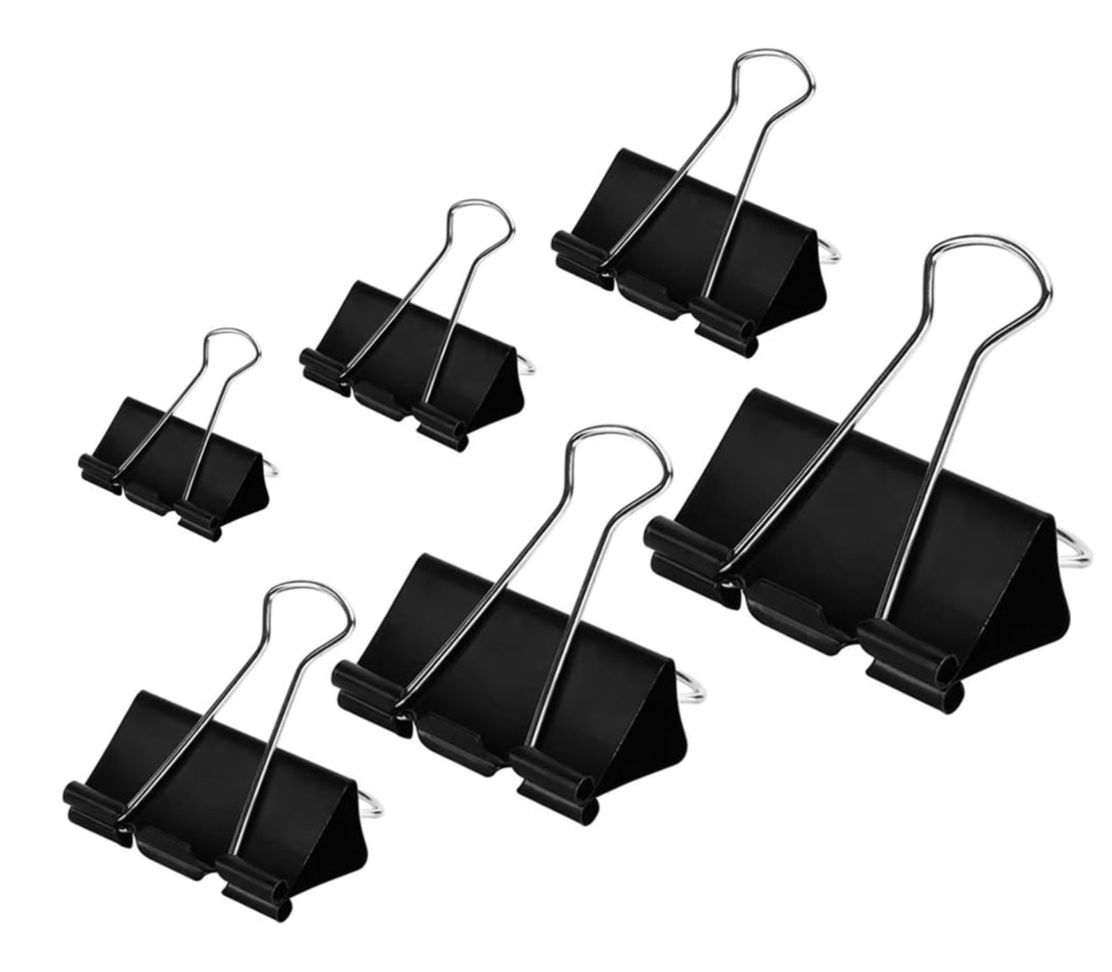 Binder Clips Paper Clamps Assorted Sizes 100 Count (Black), X Large, Large, Medi