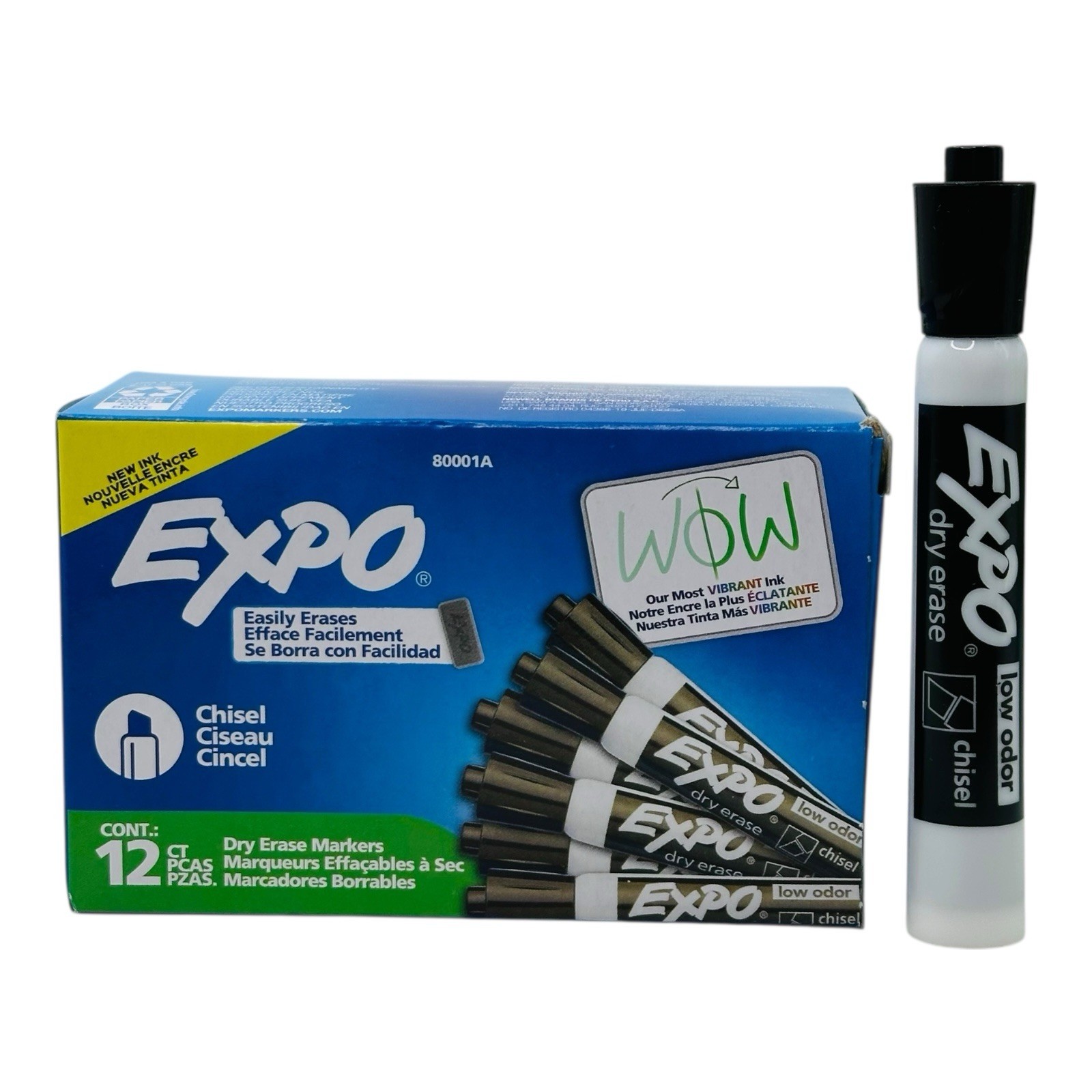 12 Markers Expo Black Chisel Tip Dry Erase Markers Black Whiteboard Markers