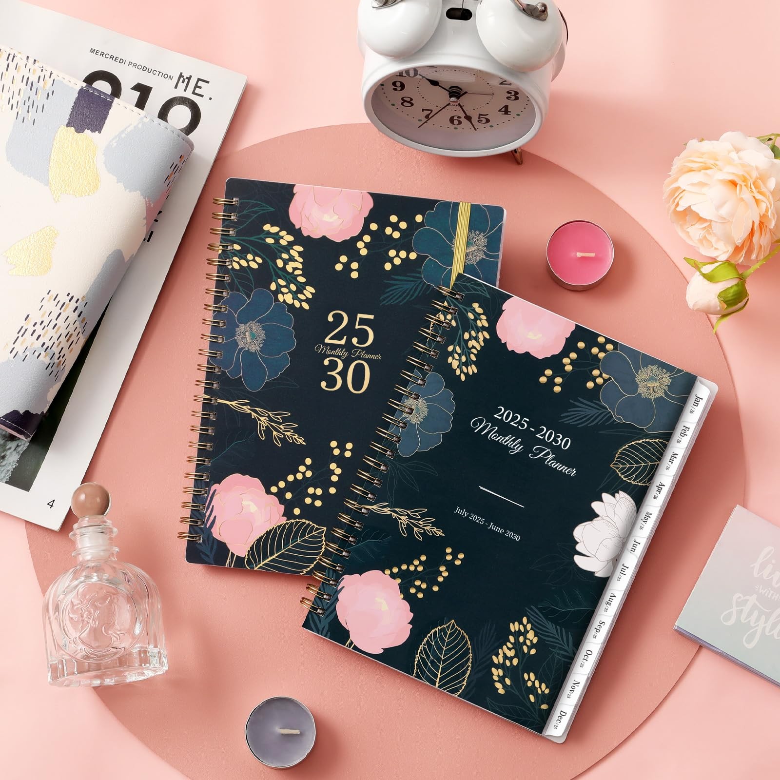 5 Year Monthly Planner 2025 to 2030 Black 6.4 x 8.5 Durable Design with Tabs