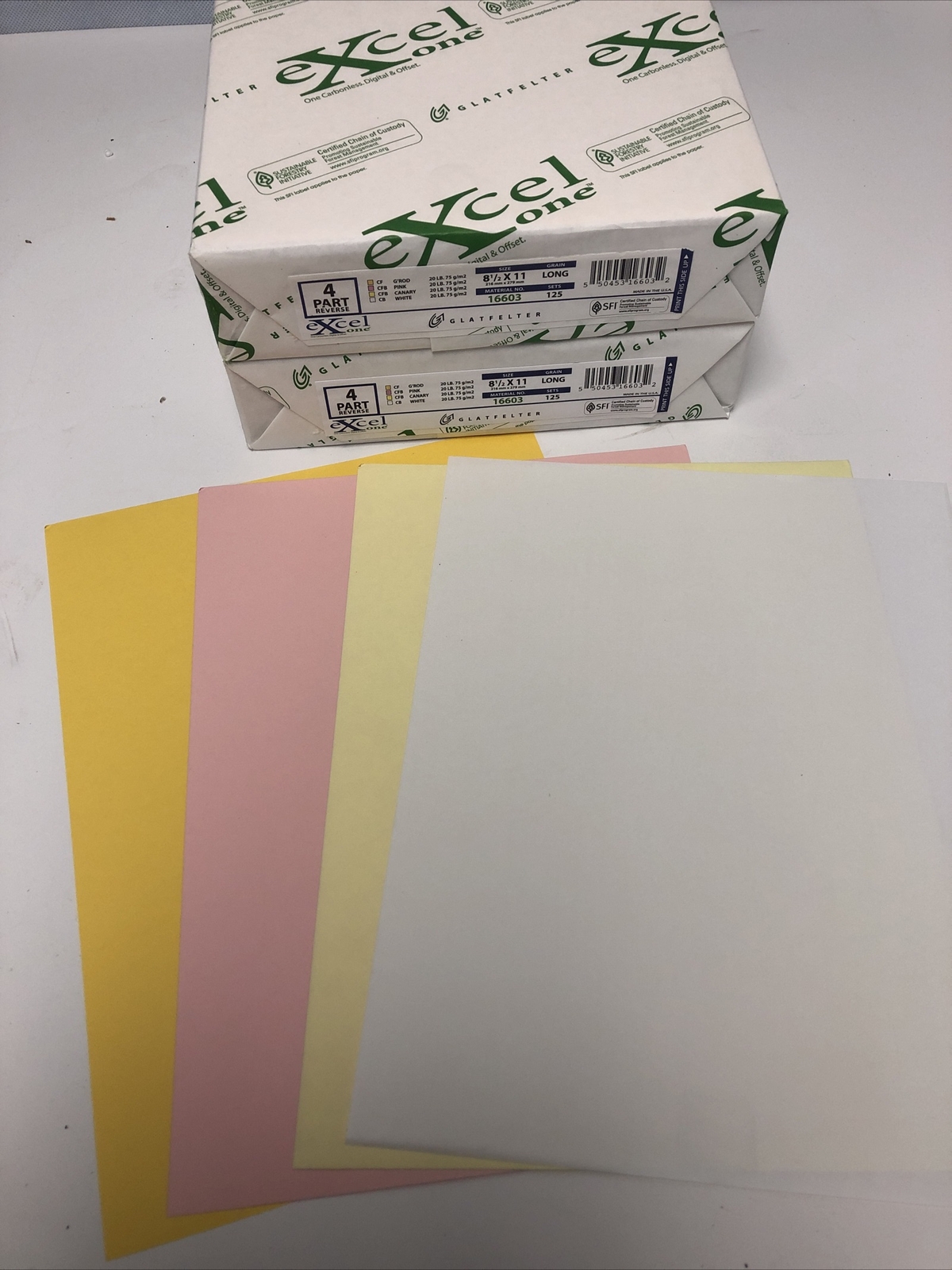 2 Reams Excel One Carbonless Paper 4-Part 8-1/2×11 (125 Sets/500 Sheets) 16603