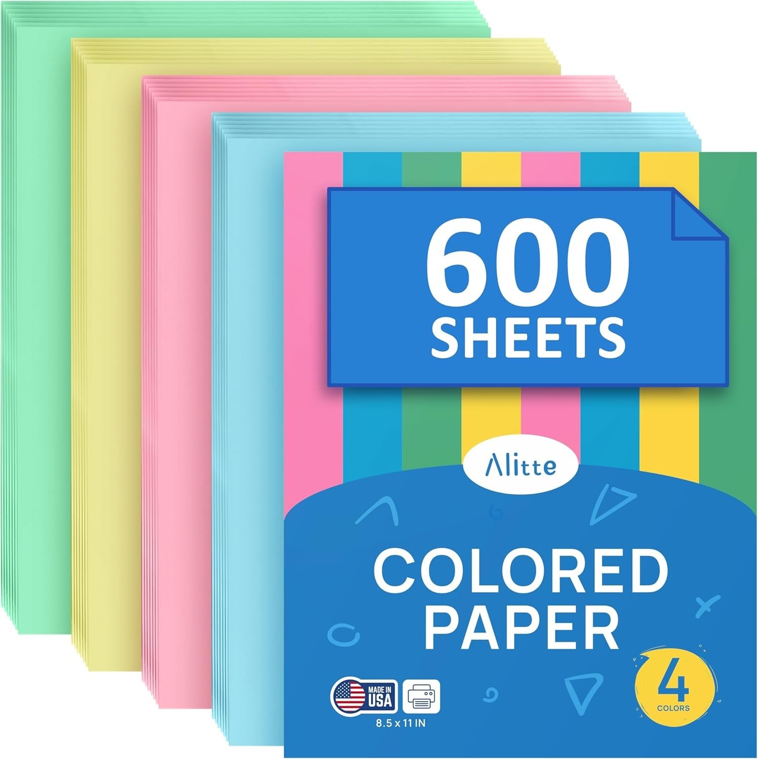 Colored Paper 8.5 x 11 – Copy Paper, 600-Pack Letter Size for Printer, Arts &…