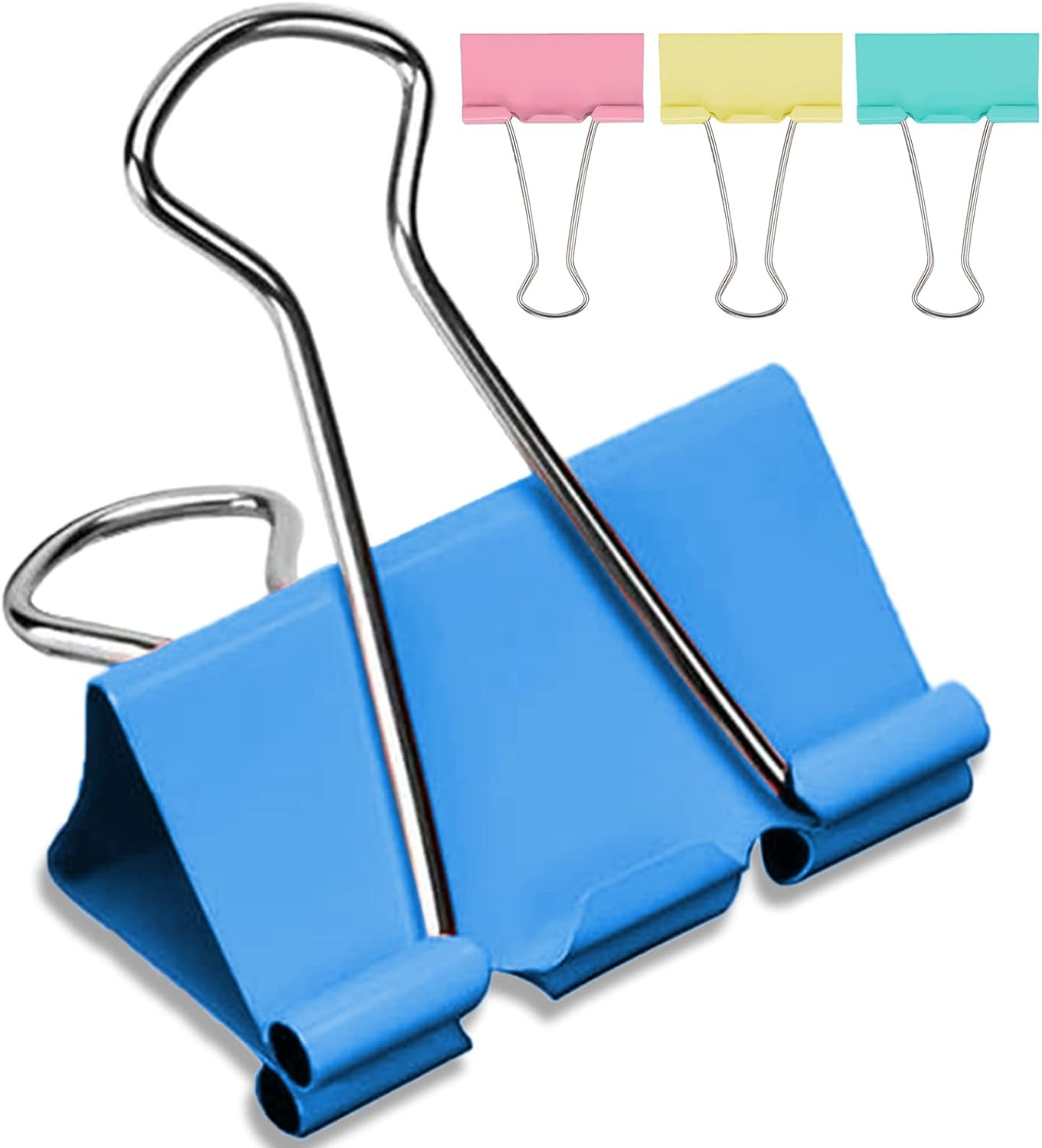 2 Inch Extra Large Binder Clips (24 Pack), Assorted Colors, Colored Jumbo Paper