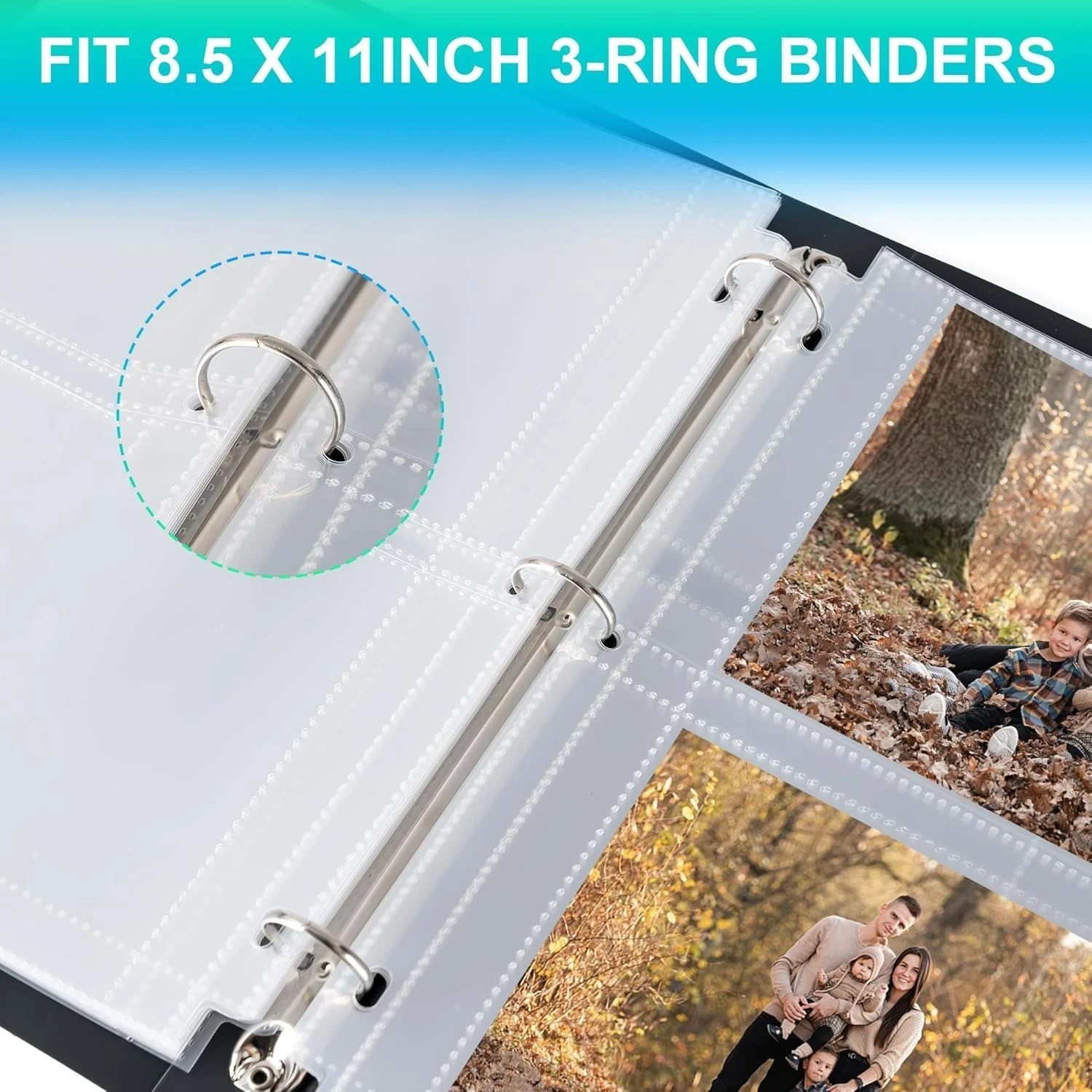 50 Pack 4×6″ Ultra-Clear Photo Album Refill Pages for 3-Ring Binders