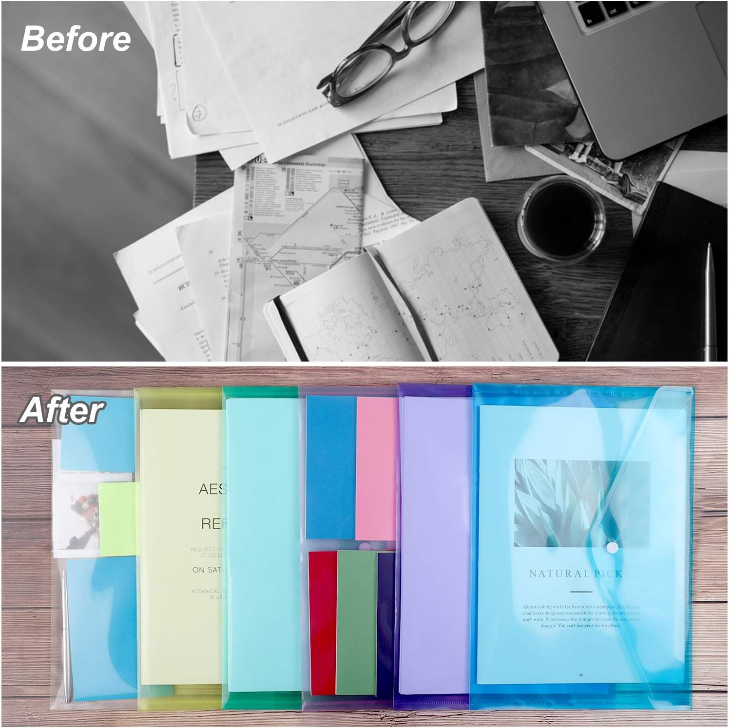 Eoout 28Pcs Plastic Envelopes, Plastic Folders For Documents, Poly Fol
