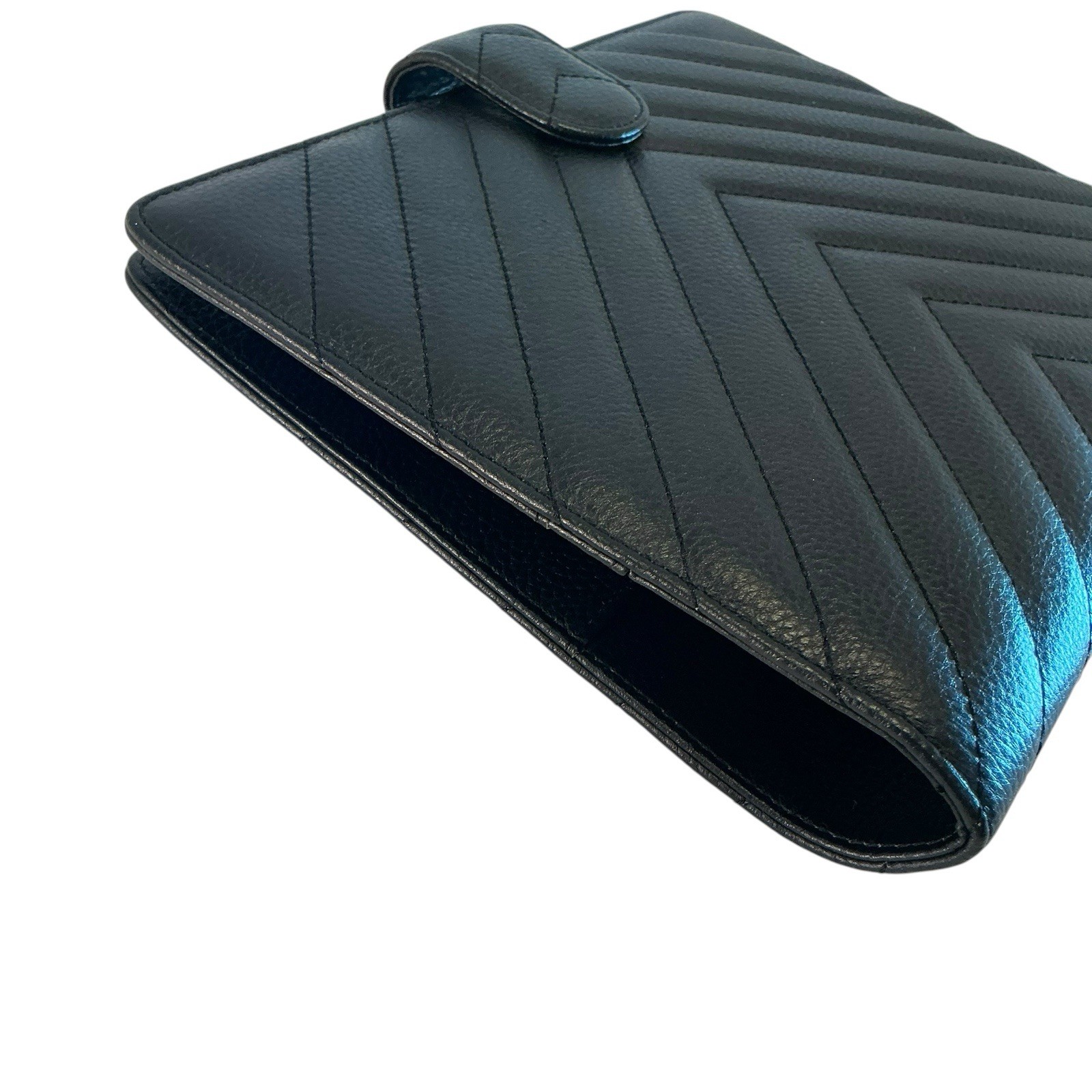 CLOTH & PAPER Leather Agenda Cover, A5 Large Black Quilted Leather Planner,
