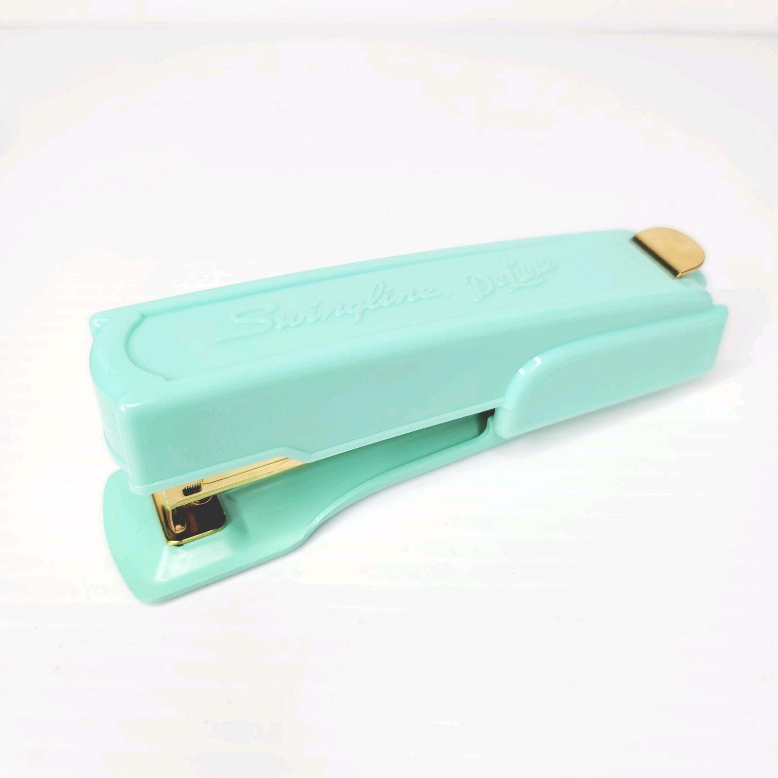 Swingline Deluxe Compact Stapler Vintage Collection Model 704 Light Blue Gold