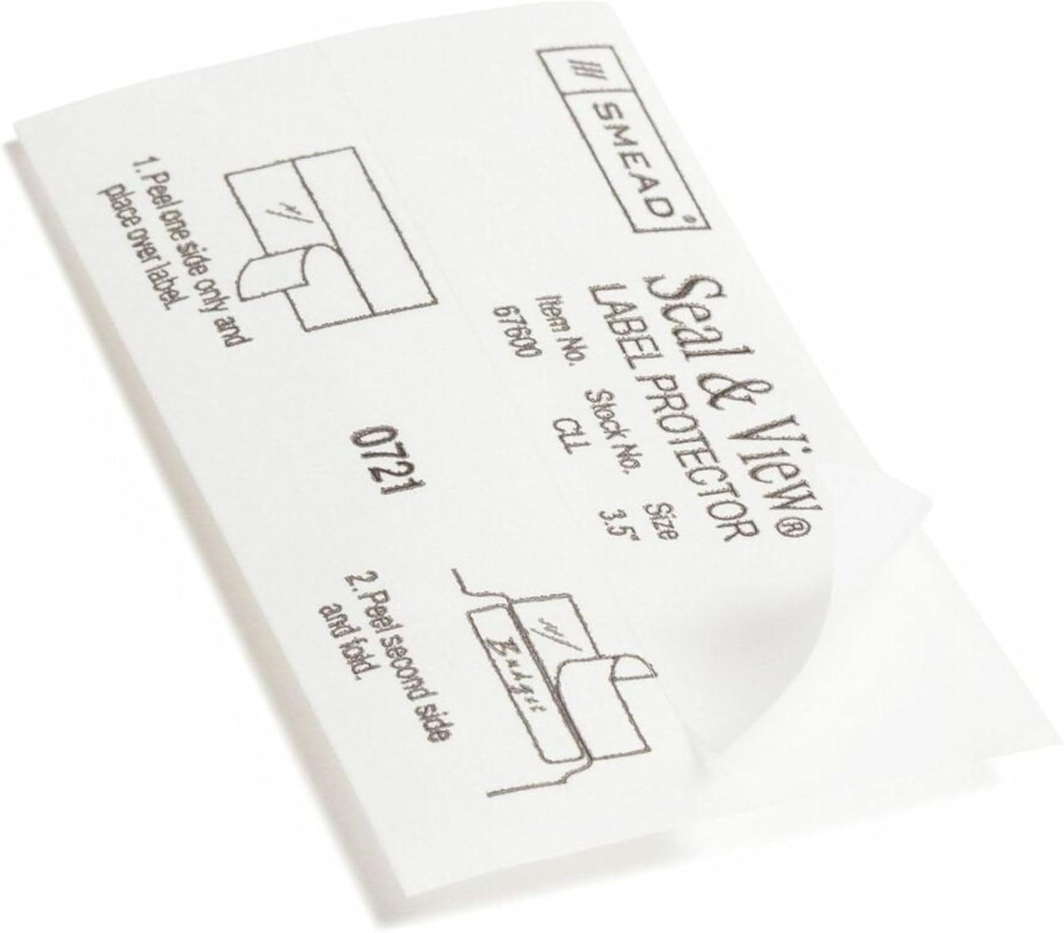 Seal and View® Clear Label Protector, Size 3-1/2×1-11/16-Inches Before Folding,