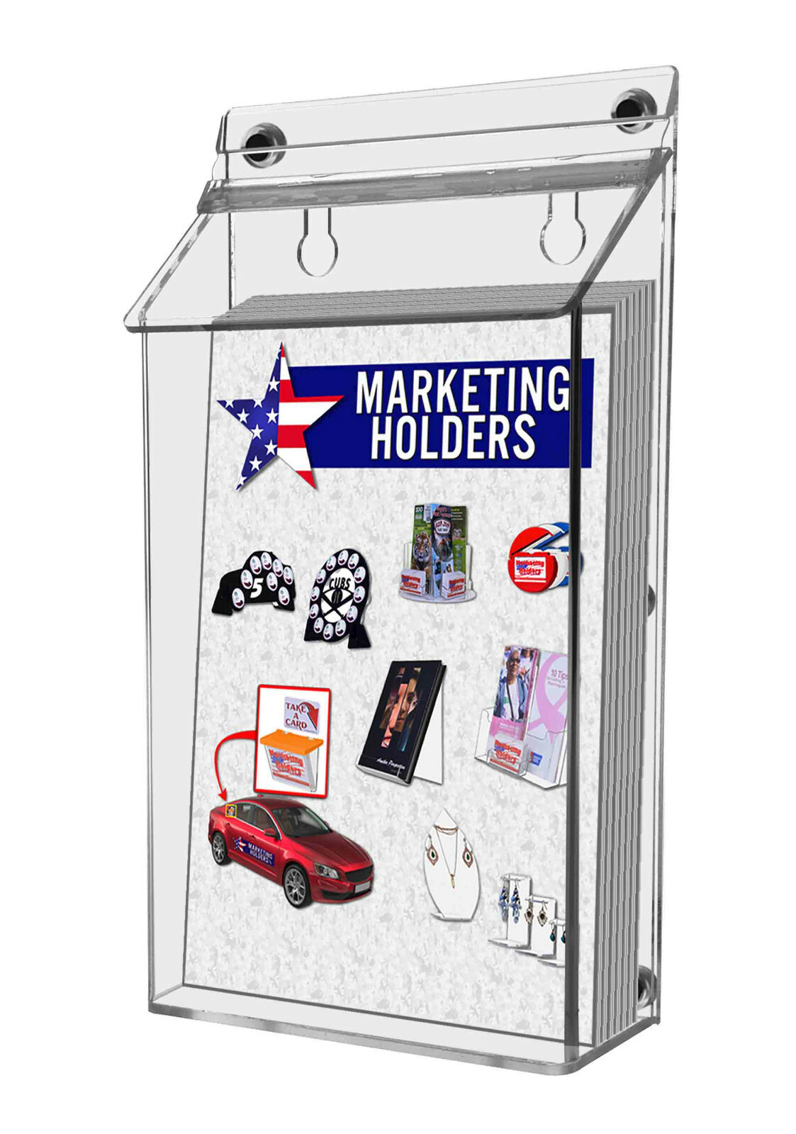 6 Pack 6″W x 9″H Magnetic Outdoor Brochure Holder Bifold Box with Lid