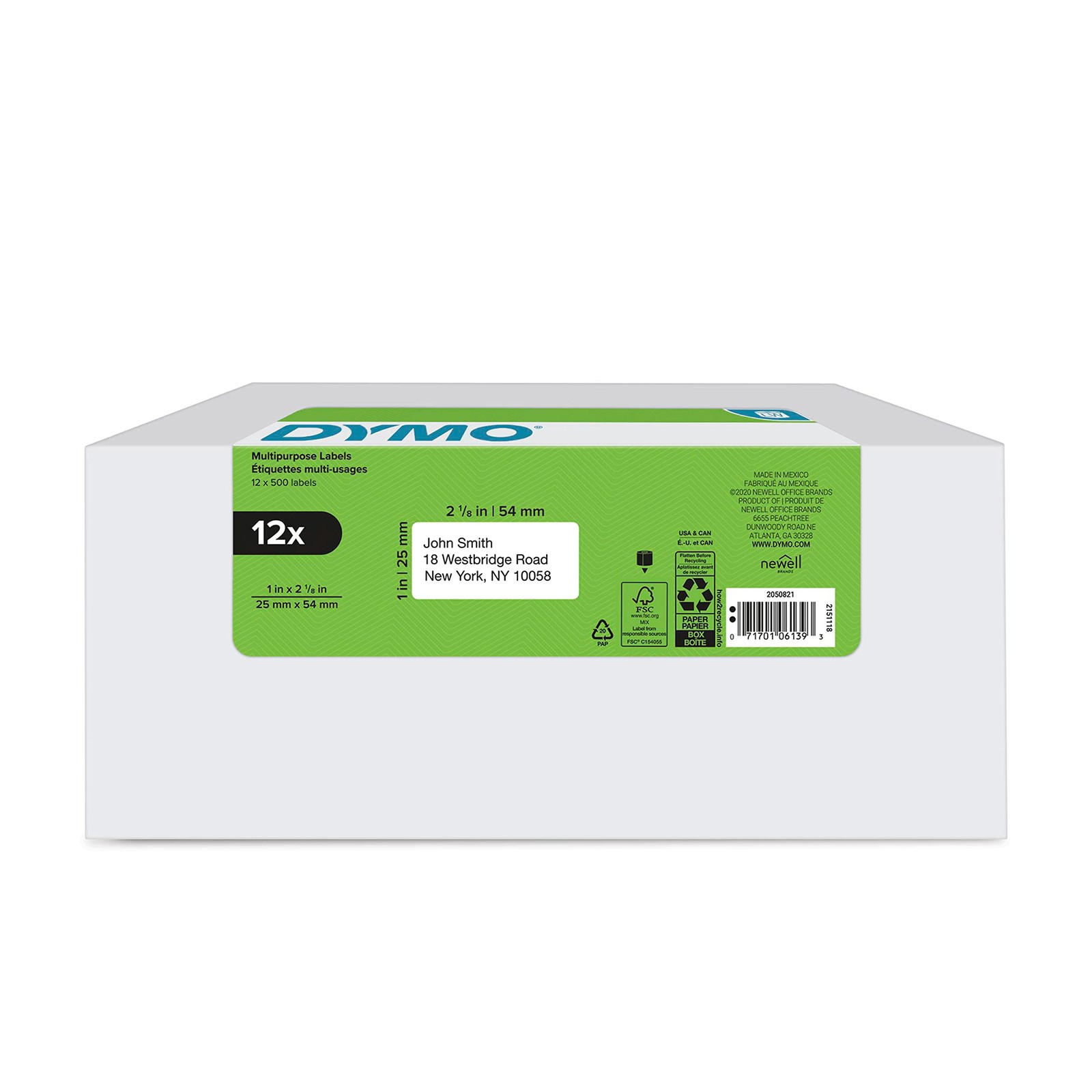 Dymo Lw Multi-Purpose Labels For Labelwriter Label Printers White 1 X 2-1/8 12
