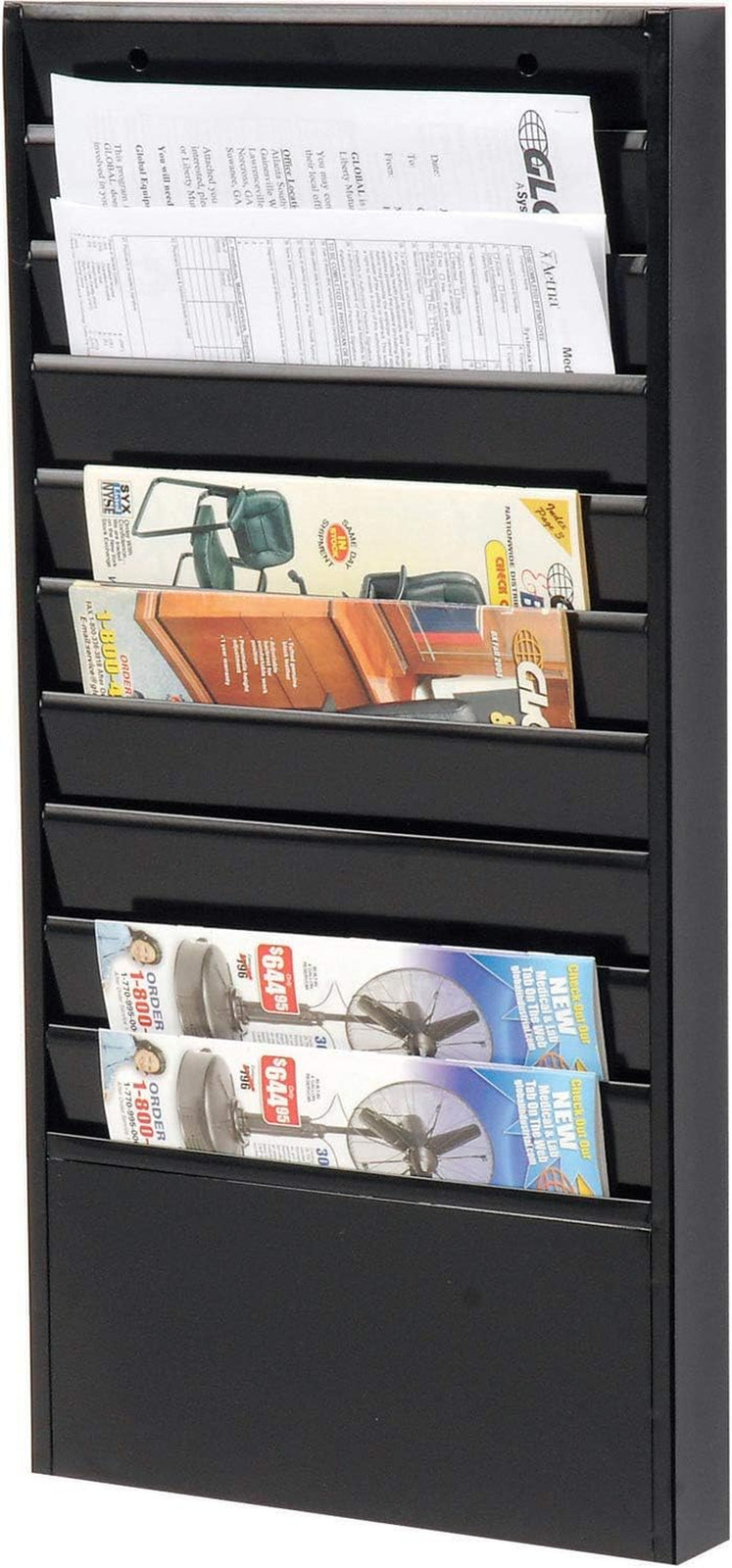 Steel Medical Chart Hanging Wall File Holder, 10 Pockets, Bla