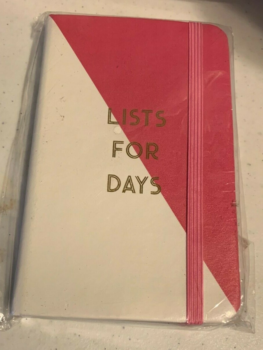 Mud Pie Lined Journal Notebook 3.5×5.5in 72pg Lists for Days pink and white