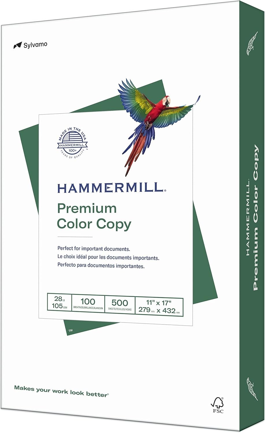 Printer Paper, Premium Color 28 lb Copy Paper, 11 x 17-100 Bright, Made in the ,