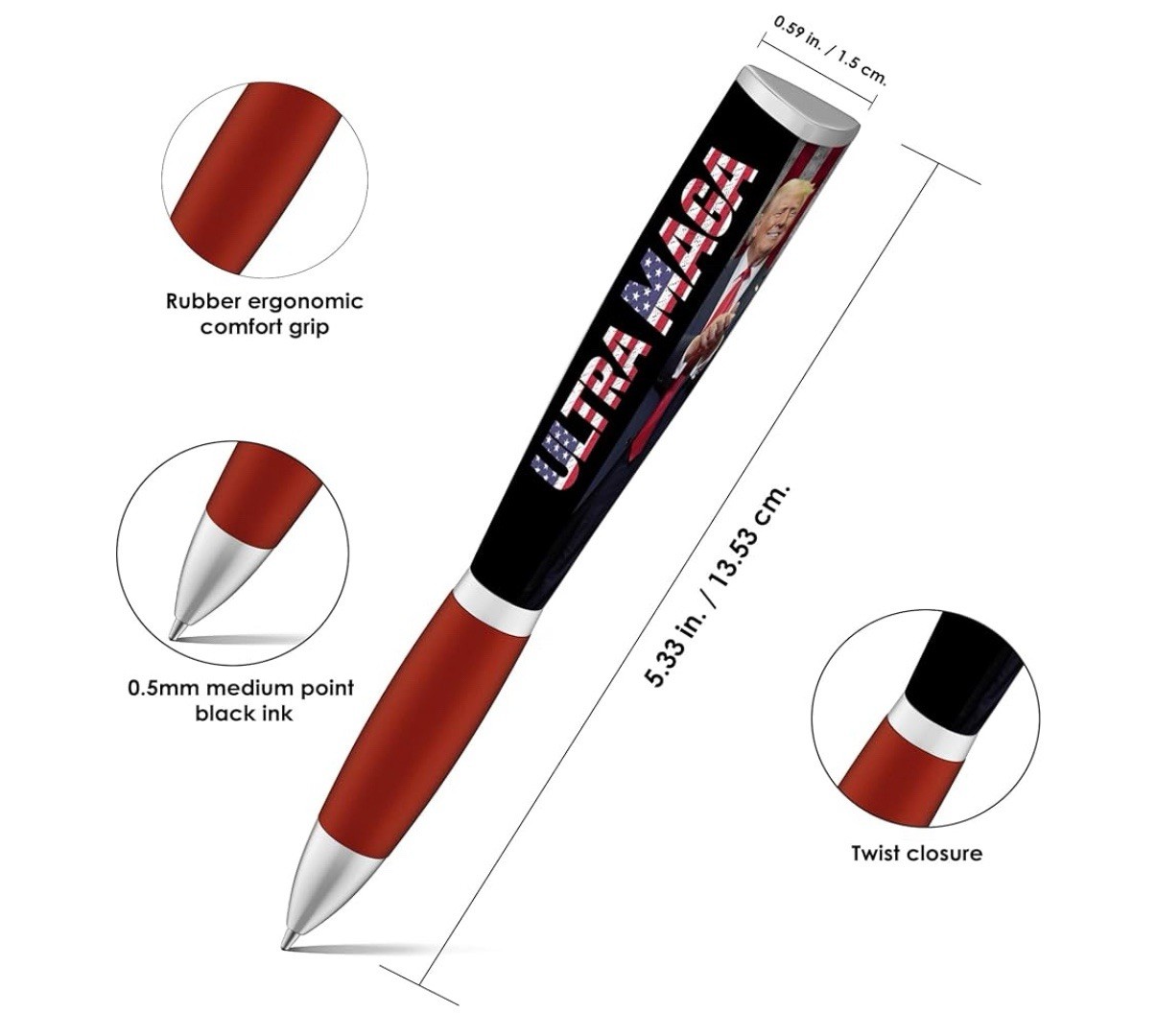 Trump Make America Great Again Presidential Collectible Ball Point Pens. 5 Ct