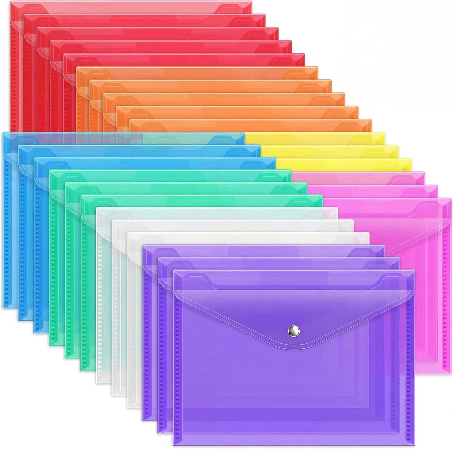 Eoout 28Pcs Plastic Envelopes, Plastic Folders For Documents, Poly Fol