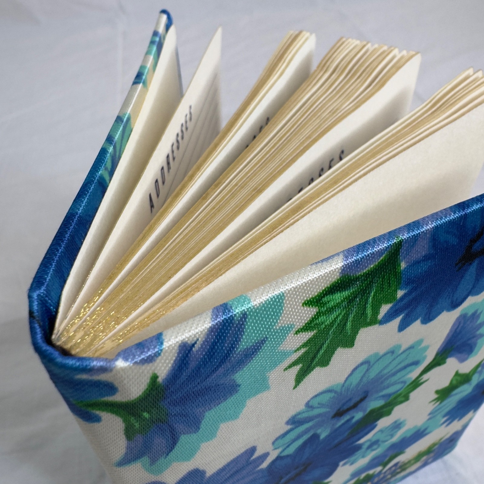 VTG 1960s “FLOWER POWER” Retro BLUE FLORAL Fabric ADDRESS & TELEPHONE Book JAPAN