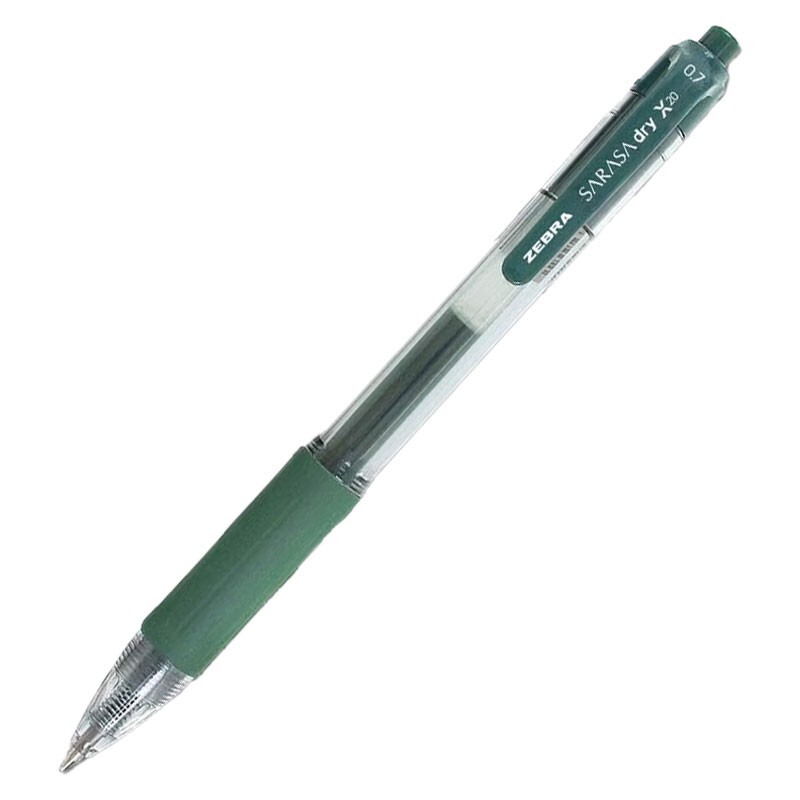Zebra Sarasa dry X20 0.7 46940 Forest Green Gel Ink Medium Point Pen, Box of 12