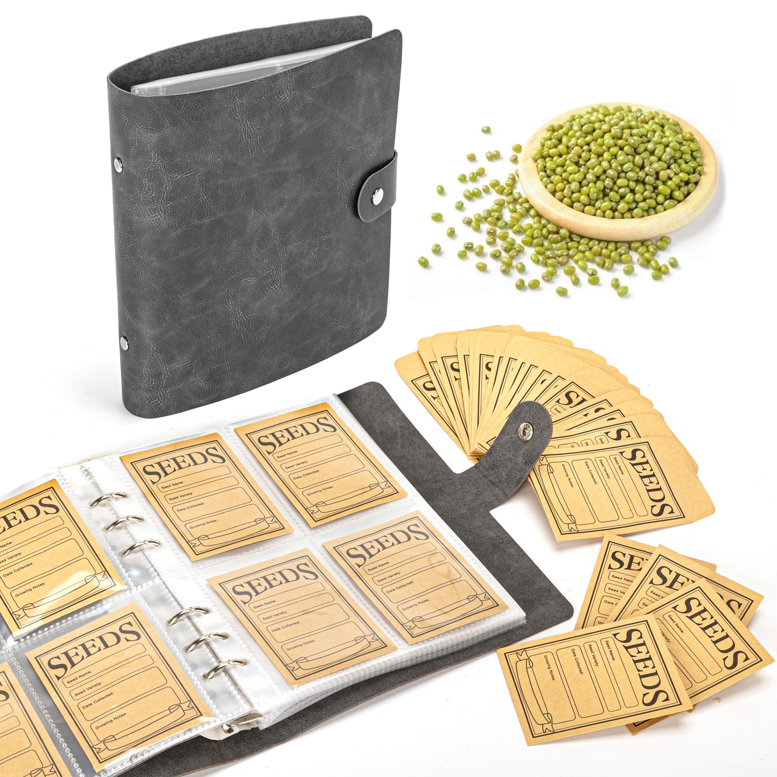 200 Pocket Seed Storage Organizer Binder with 100 Sealing Seeds Envelopes
